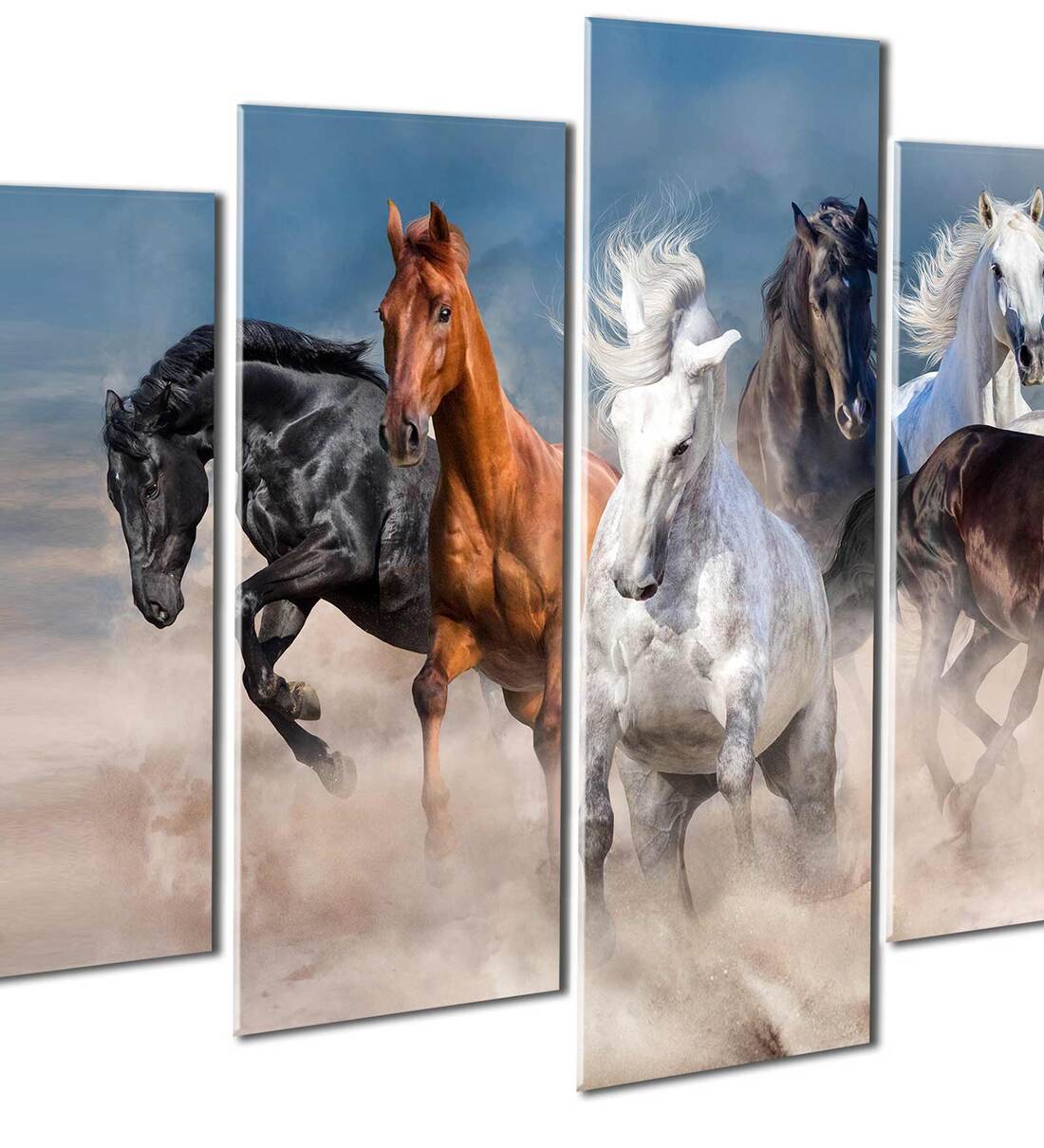 Buy Velvet Laminated \Vastu Seven Running HorsesAbstract View\ Set of 5 ...