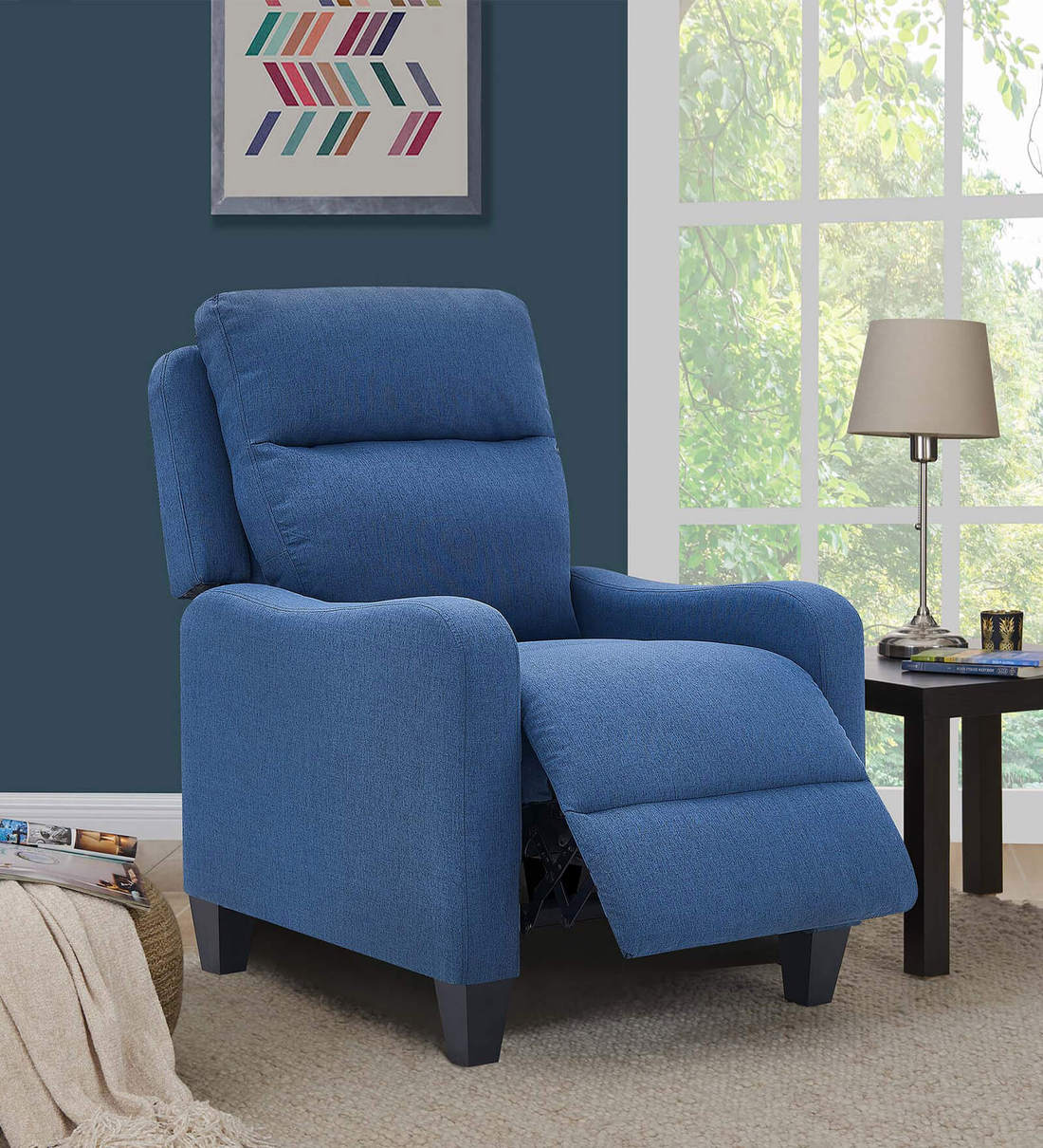 Buy Ventor Manual Pushback Recliner in Blue Colour by Bantia Furniture ...