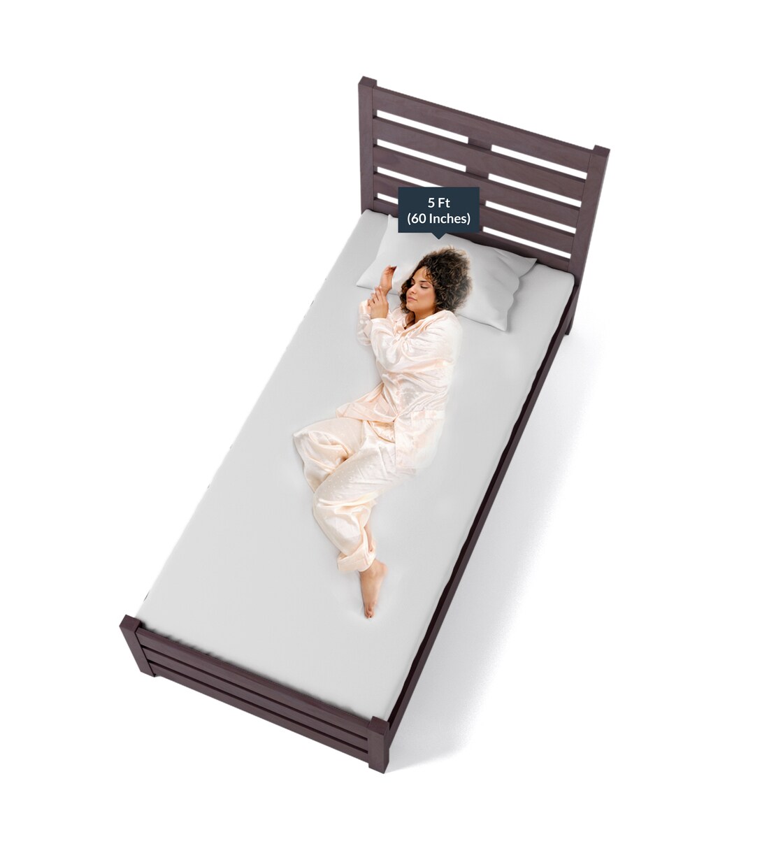 Buy Venus Single Bed with High Headboard in Brown Colour By Mintwud