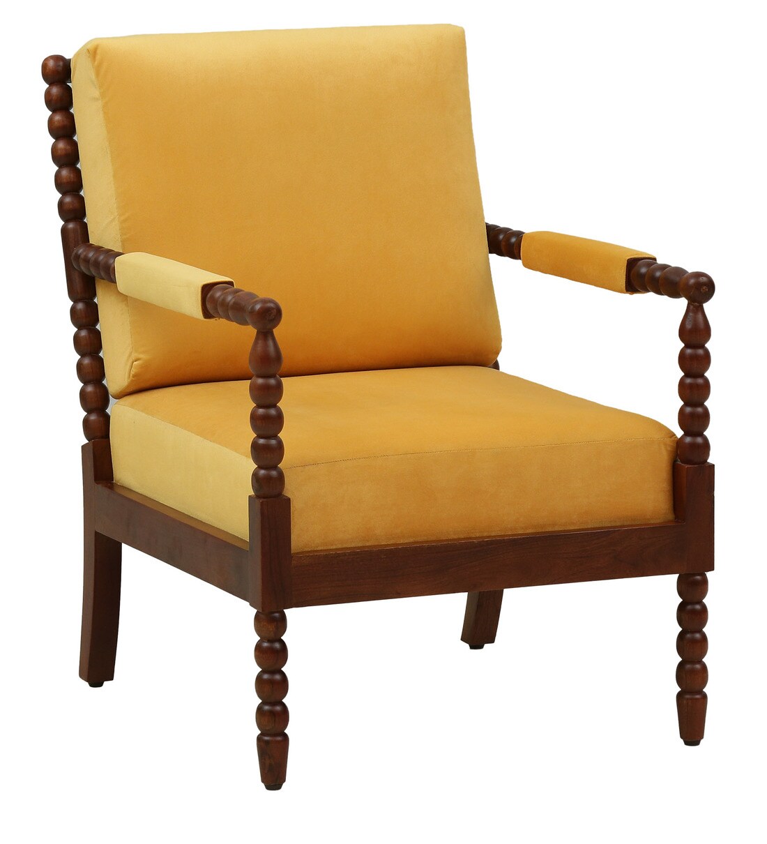 Buy Sloka Solid Wood Arm Chair In Honey Oak Finish By Mudramark Online