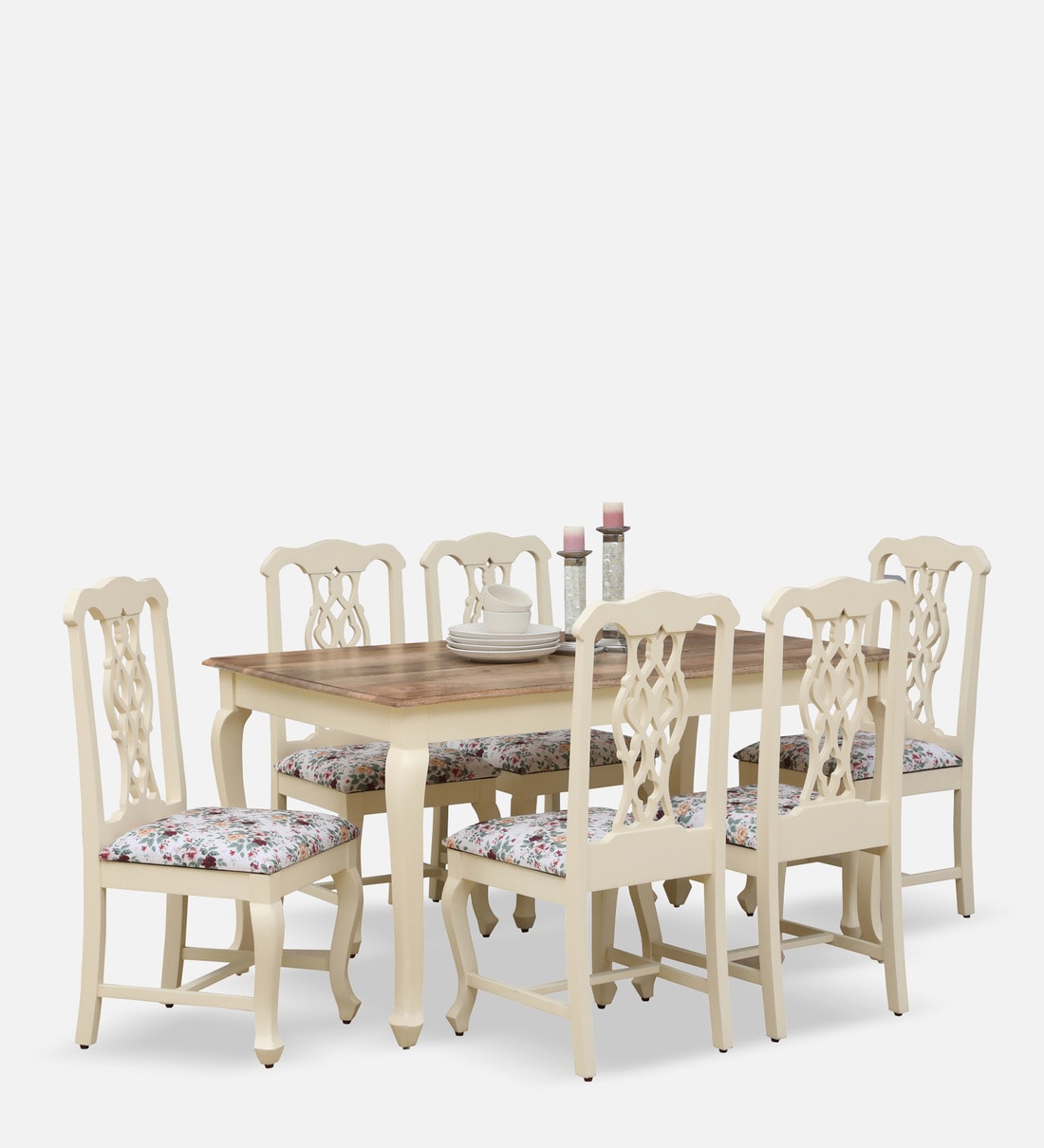 Buy Versaille Solid Wood 6 Seater Dining Set In Tulip Finish Online