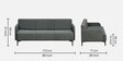 Vella Velvet Fabric 3 Seater Sofa in Grey Colour