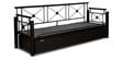 Metallika Venice Metallic Pull-Out Sofa Cum Bed with Storage & Blue Mattress