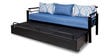 Metallika Venice Metallic Pull-Out Sofa Cum Bed with Storage & Blue Mattress