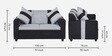 Ventura Fabric 2 Seater Sofa in Grey Colour