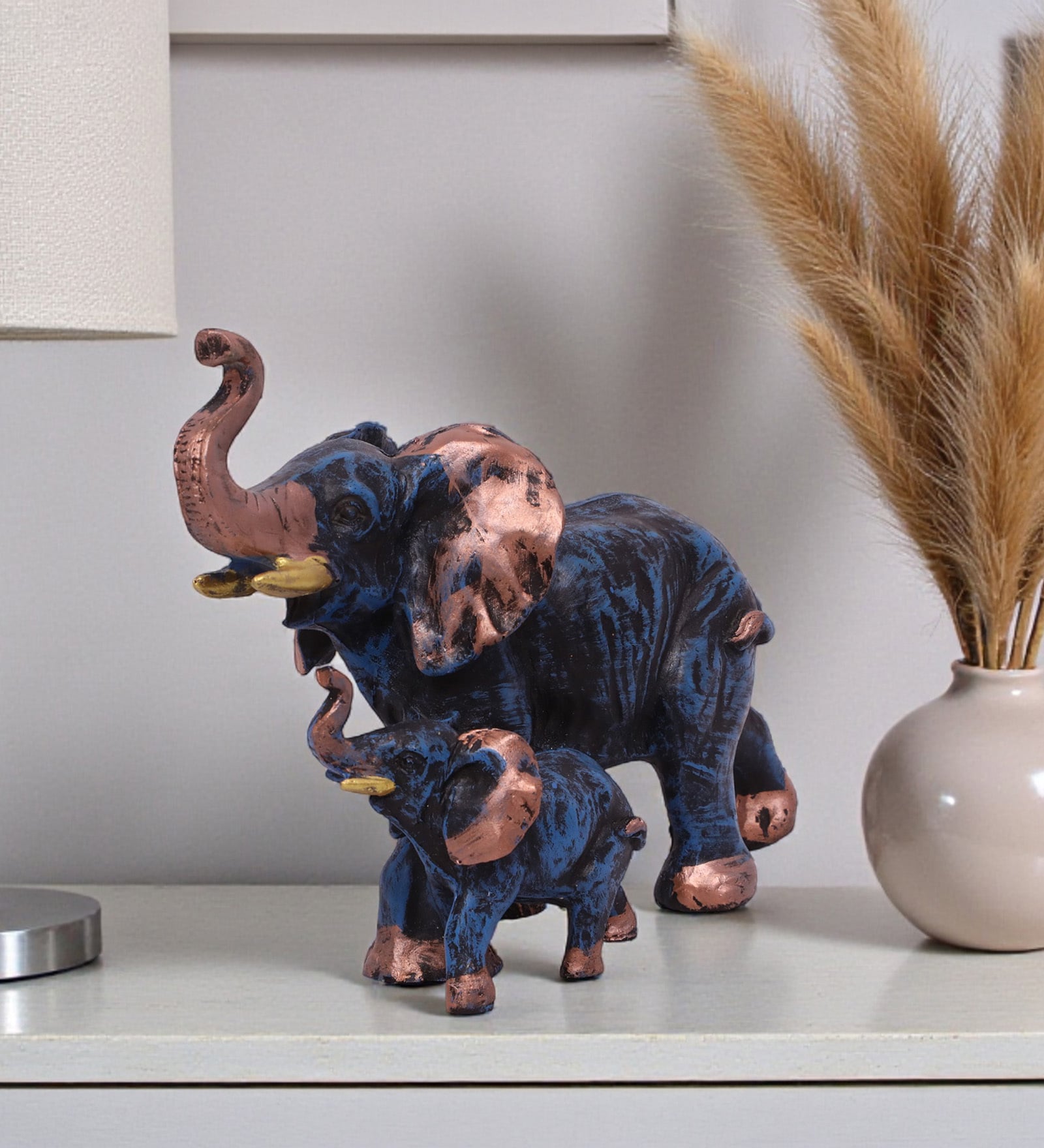 Elephantphant With Baby Set Showpiece