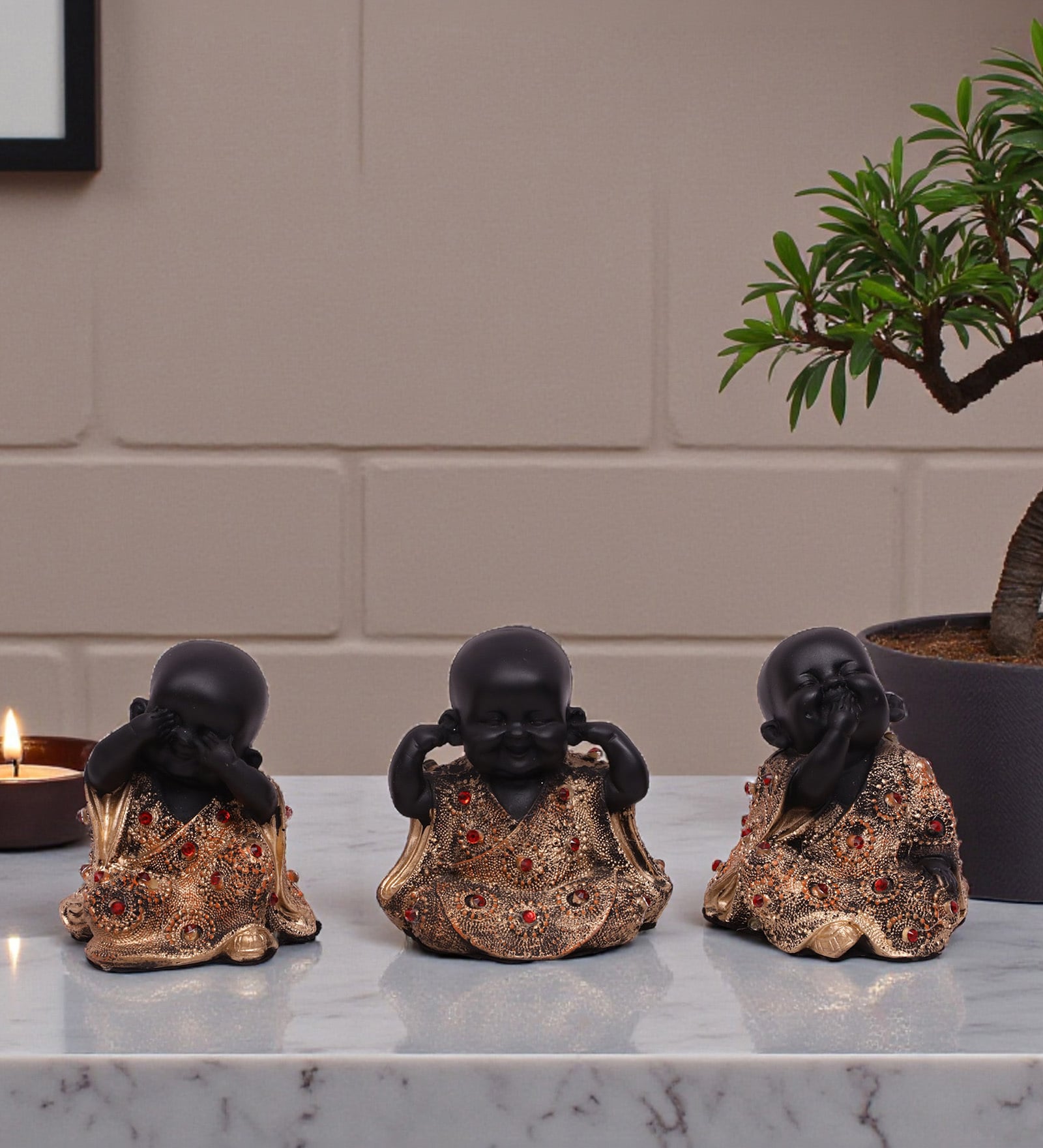 Black Small Monk Bacha Set Of 3