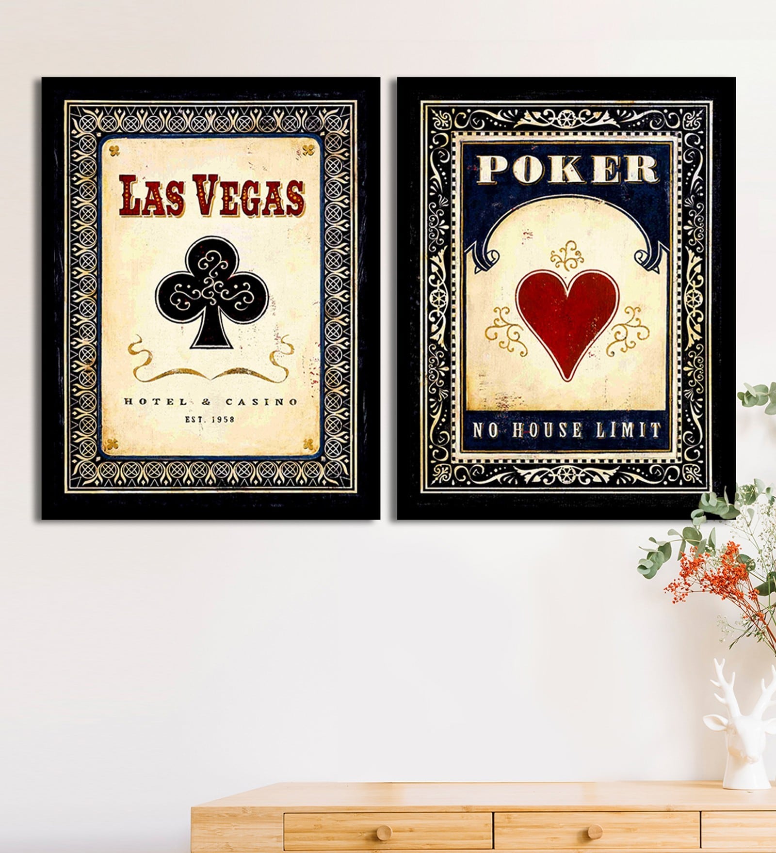 Vegas Casino/Bar Black Plastic Framed Art Print