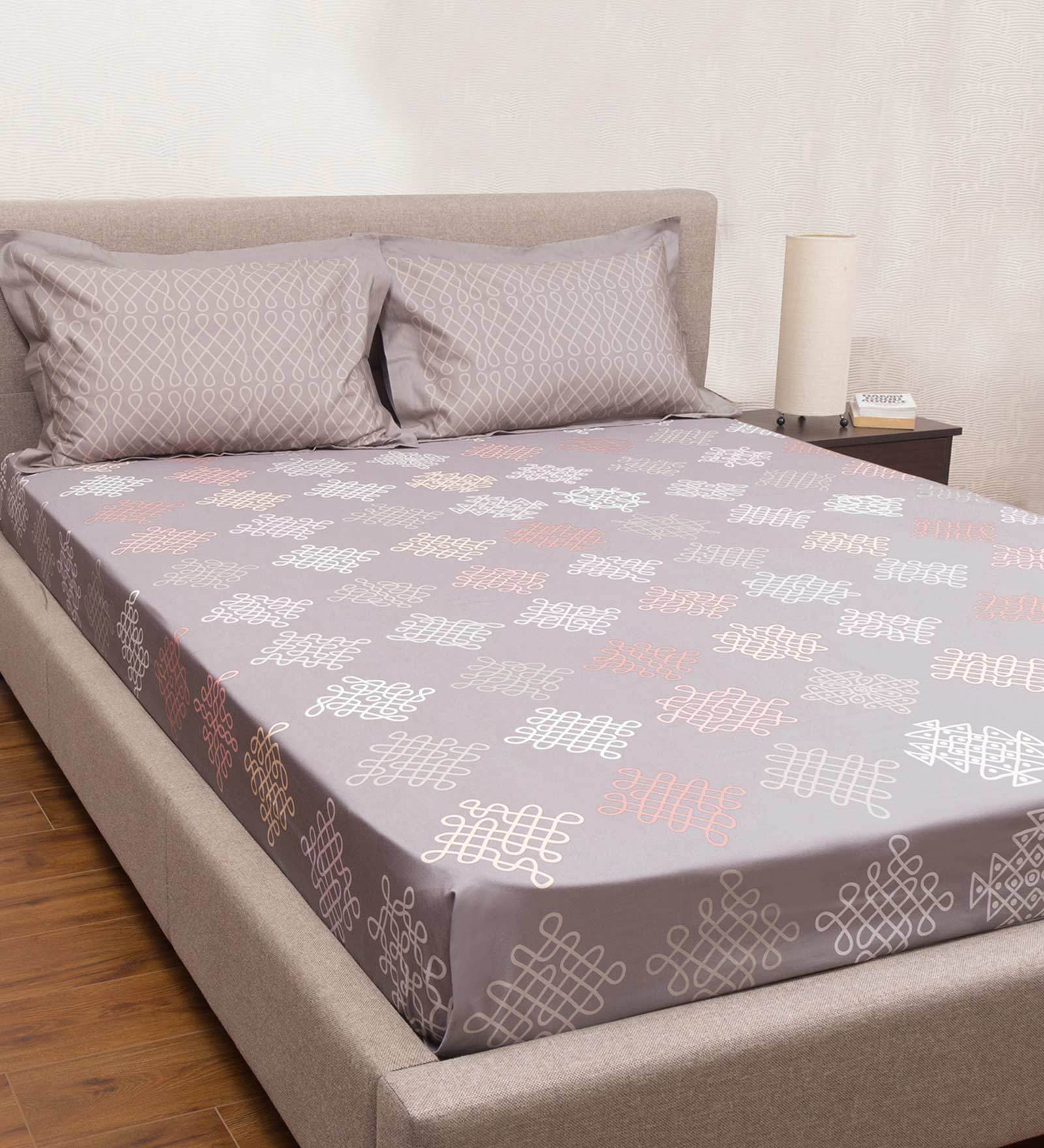 Buy Vellore 100 Cotton 300TC King Size Bedsheet with 2 Pillow Covers