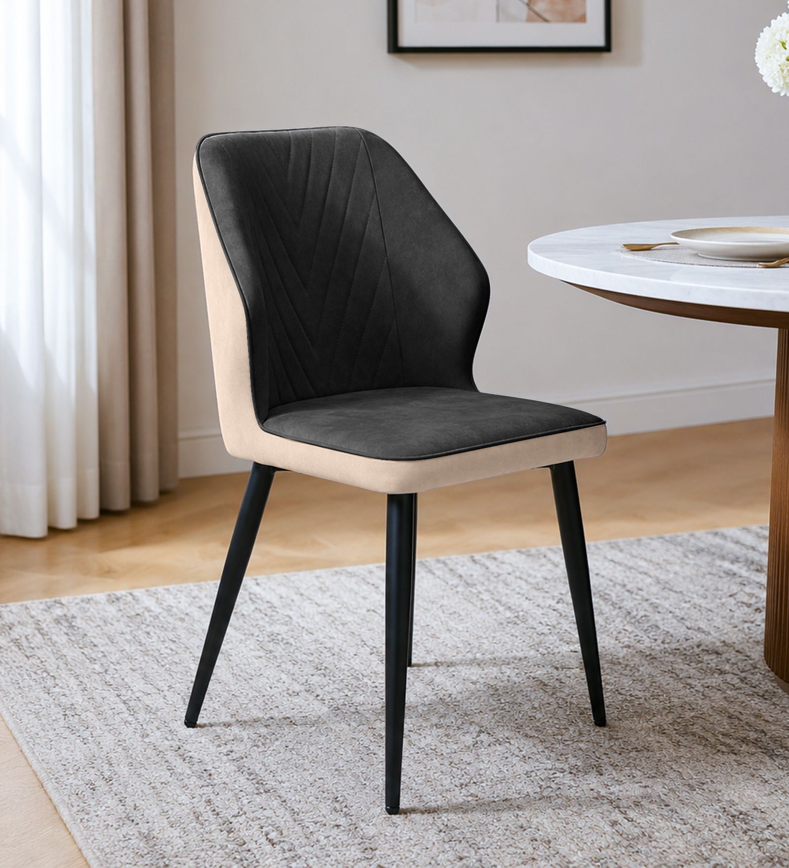 Veltrano Luxury Upholstered Chair In Dark Grey Colour