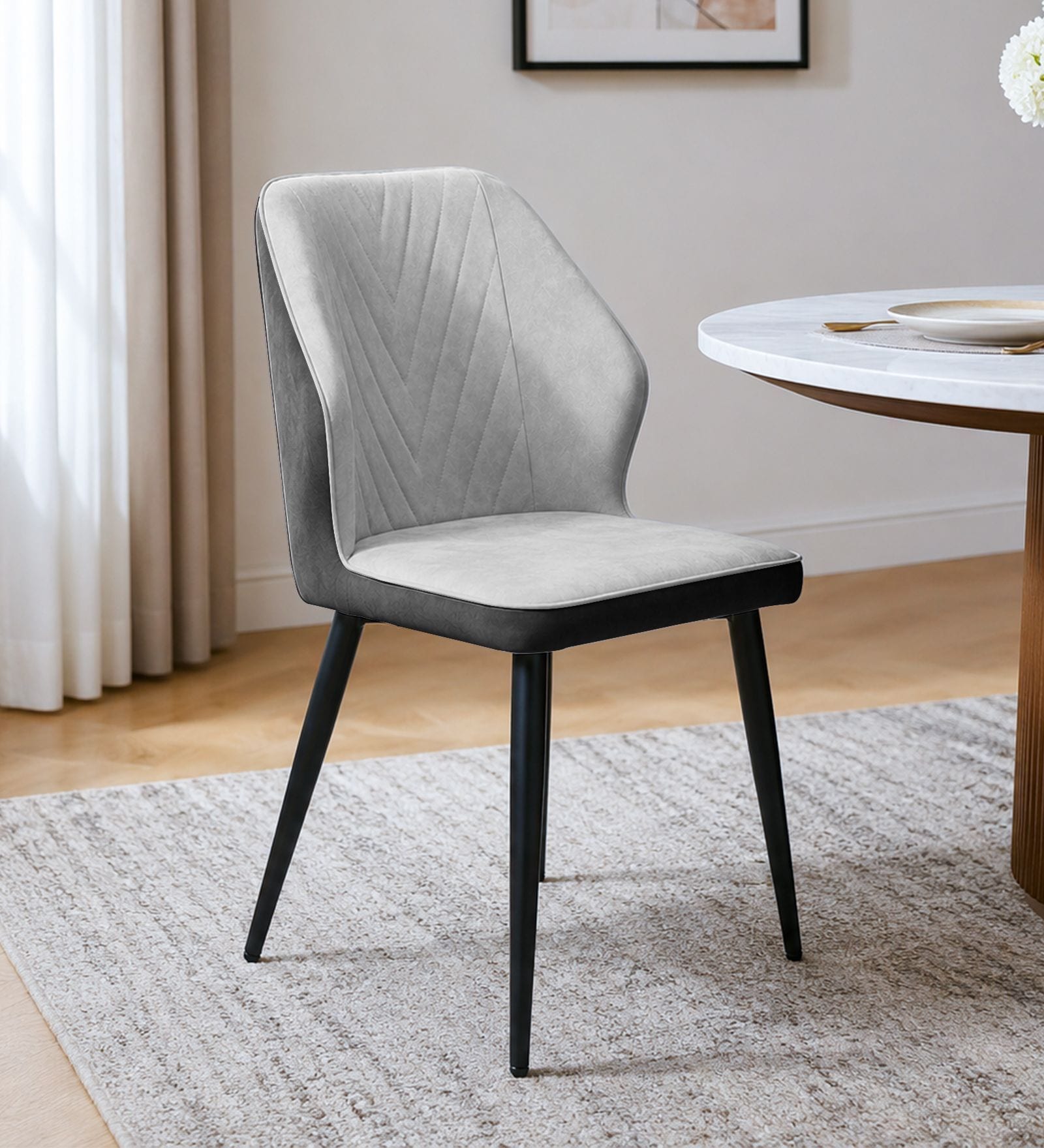 Veltrano Luxury Upholstered Chair In Light Grey Colour