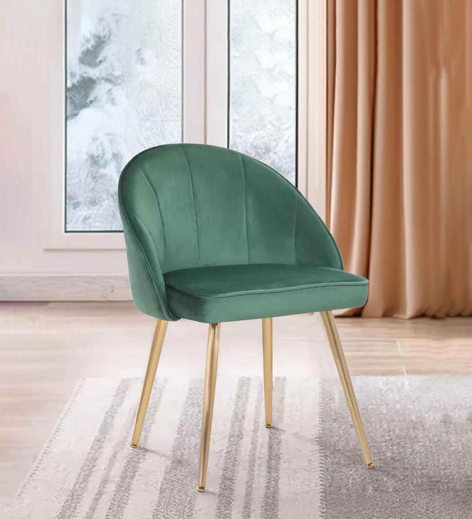 Velutinous Velvet Guest Chairs In Green  Colour