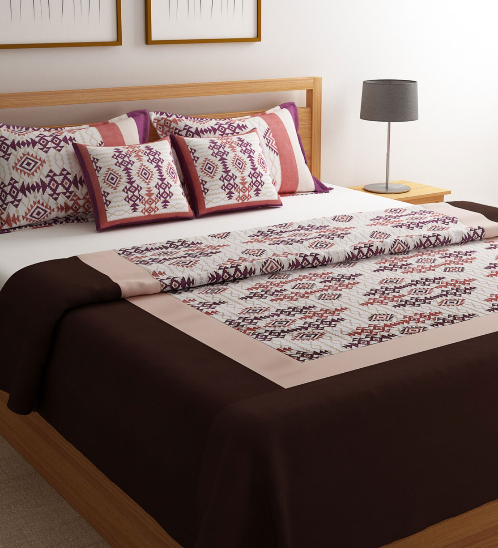 Buy Velvet 300 TC Double Bed Sheet With 2 Pillow Covers by Romee at 40