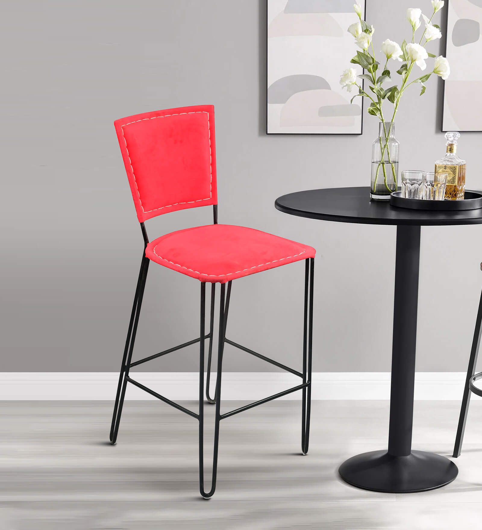 Buy Merry Metal Bar Chair in Red And Black Colour at 17 OFF by SSK