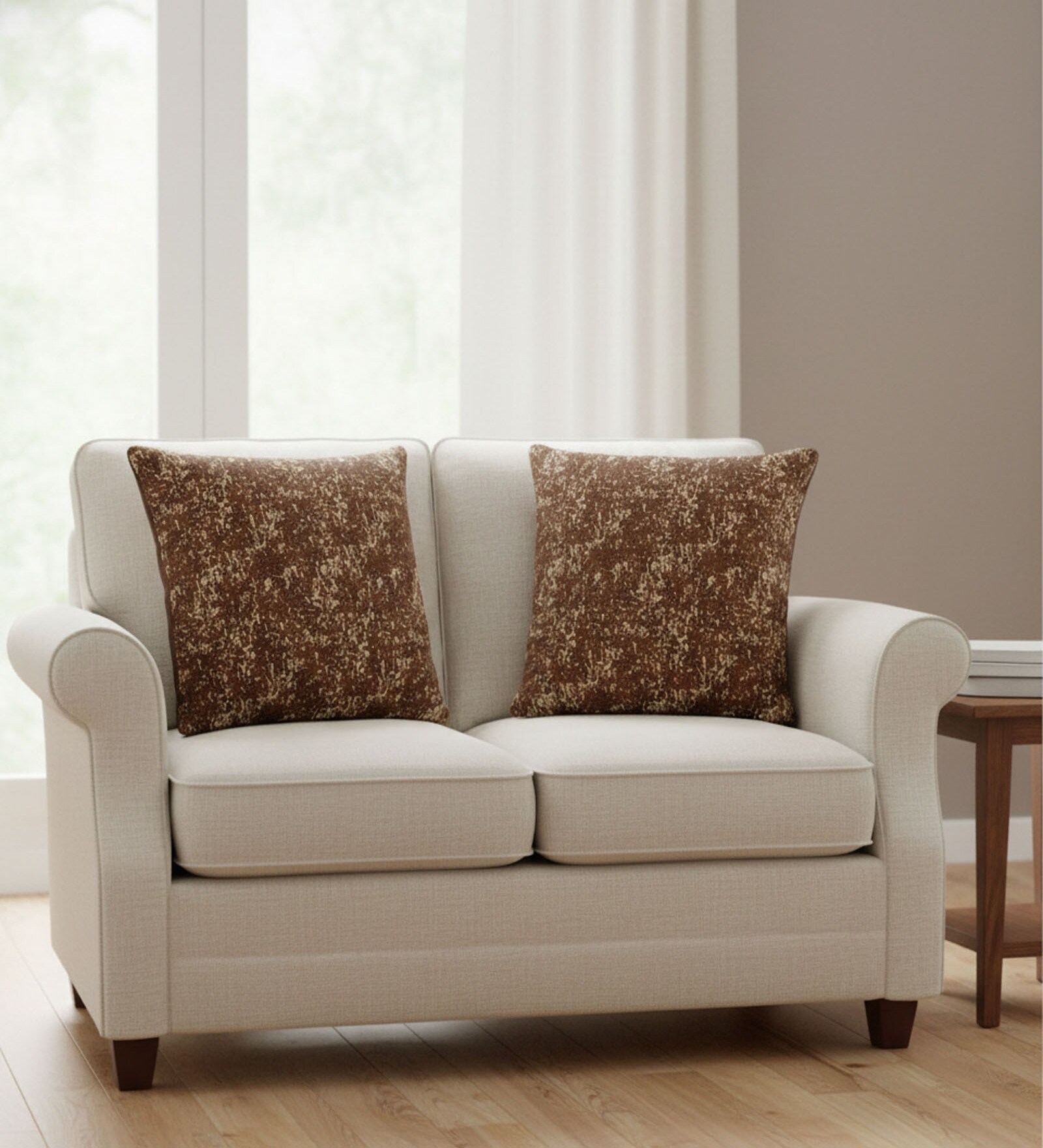 Brown Jacquard Glitter Printed 16X16 Inches 2Pcs Cushion Covers