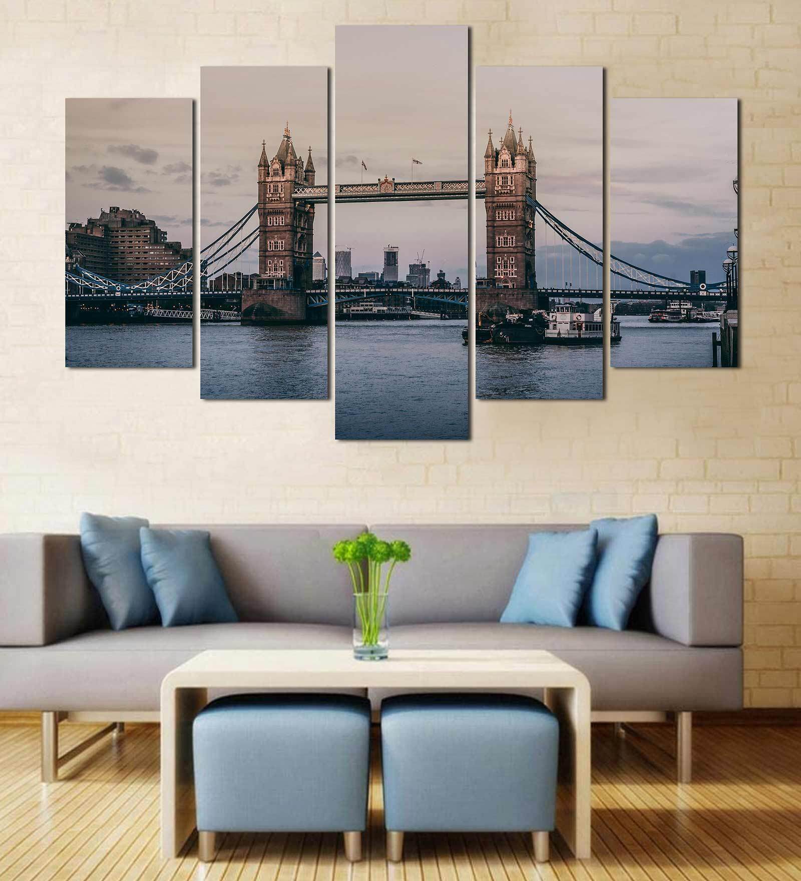 Velvet Laminated London Bridge Set of 5 Wall Art Panels