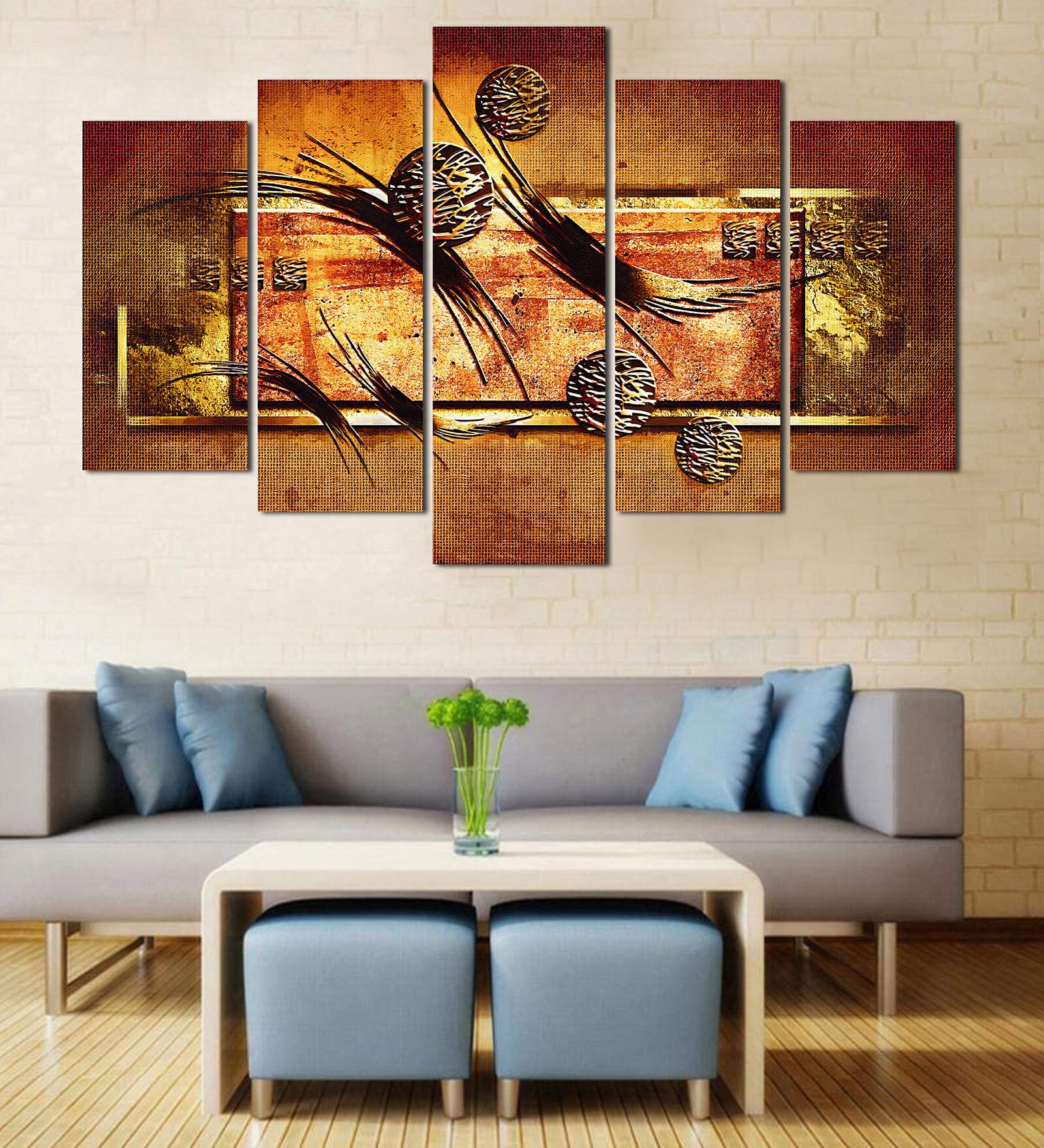 Velvet Laminated "Modern Art" Set of 5 Wall Art Panels