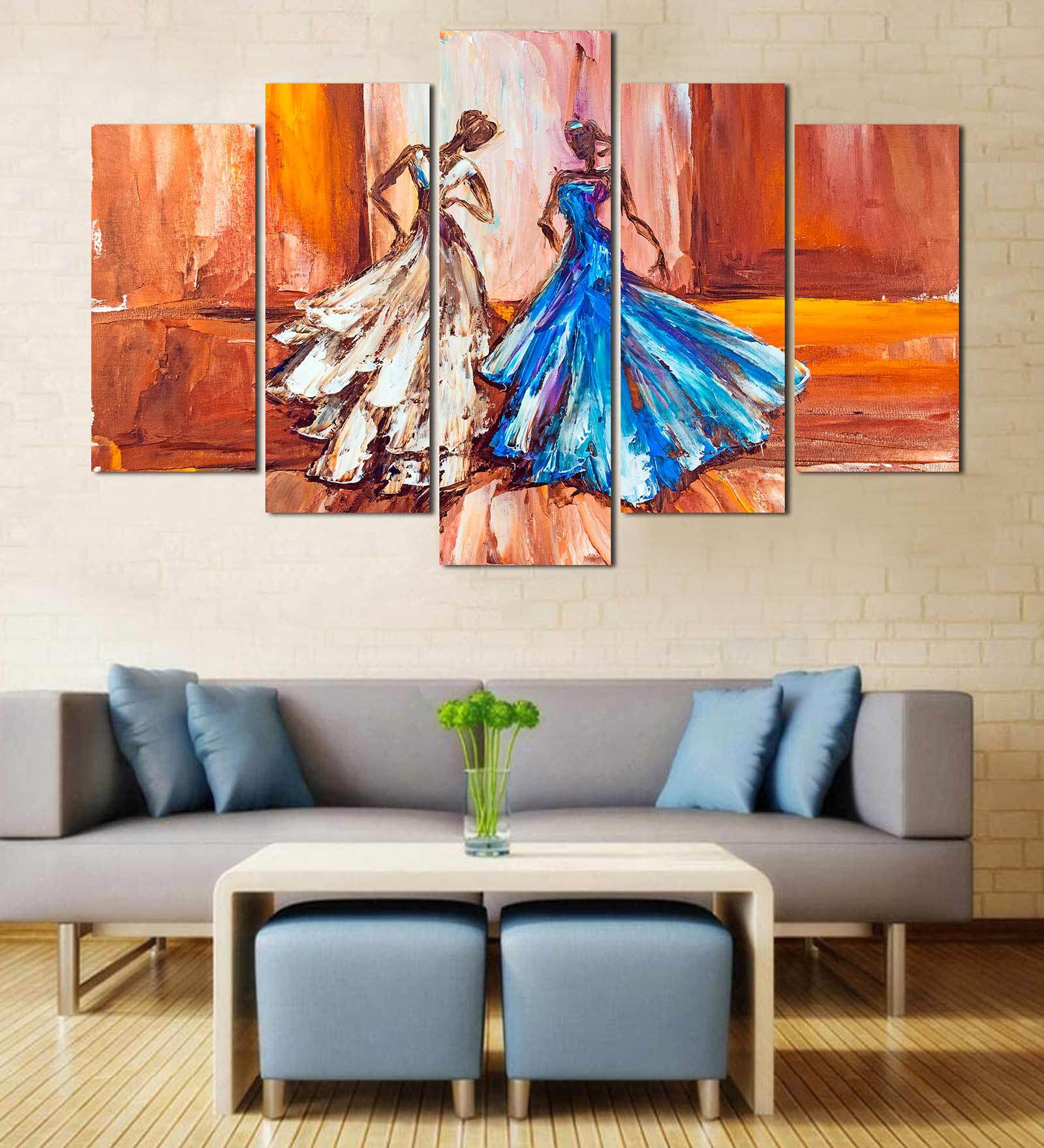 Velvet Laminated Modern Women Art Set of 5 Wall Art Panels