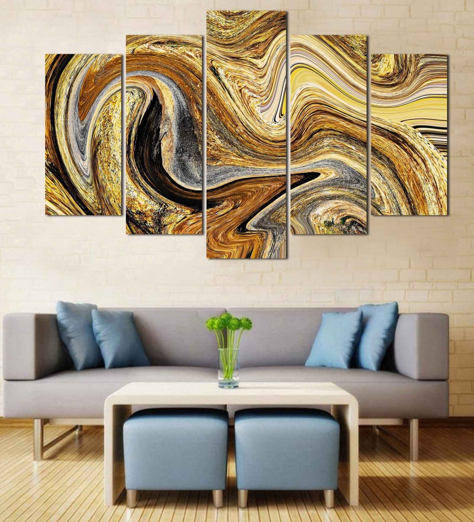 Buy Velvet Laminated Brown Wood Unframed Abstract Art Panel Set of 5 at ...