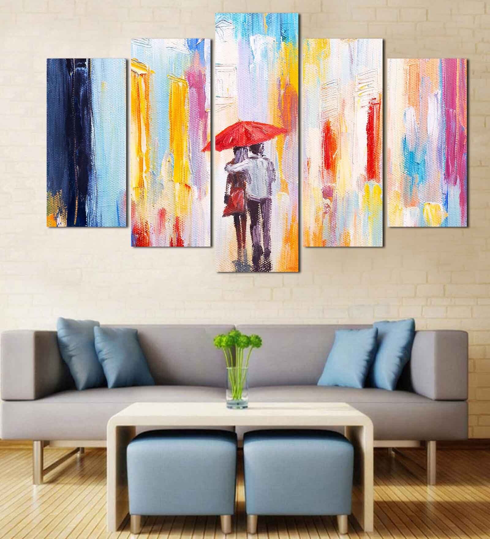 Velvet Laminated Cream Wood Unframed People & Places Art Panel Set of 5