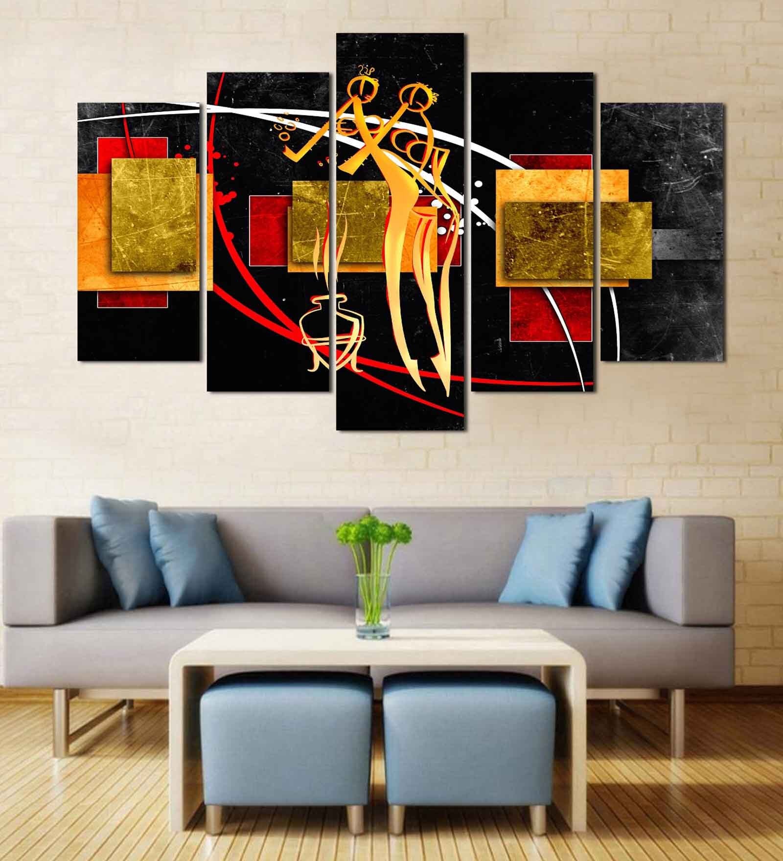 Velvet Laminated Figurative Art Set of 5 Wall Art Panels