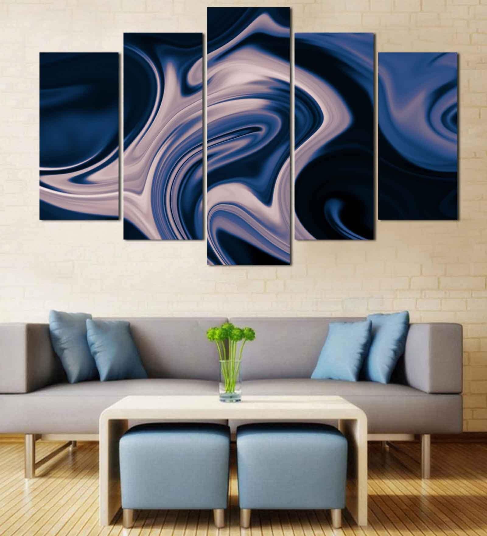 Velvet Laminated Fractal Art Set of 5 Wall Panels