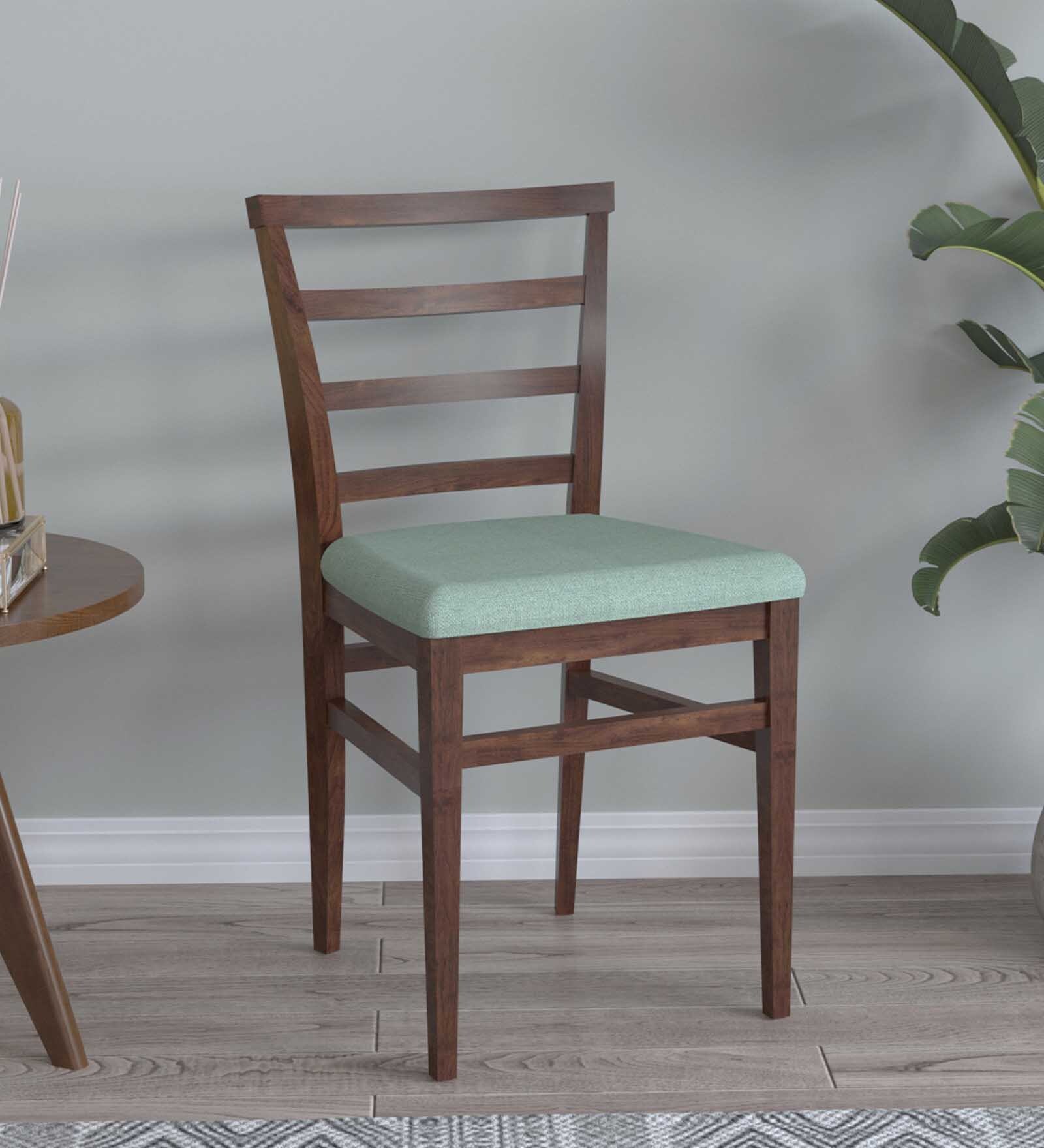 Venezia Solid Wood Dining Chair in Light Green Colour Set of 2