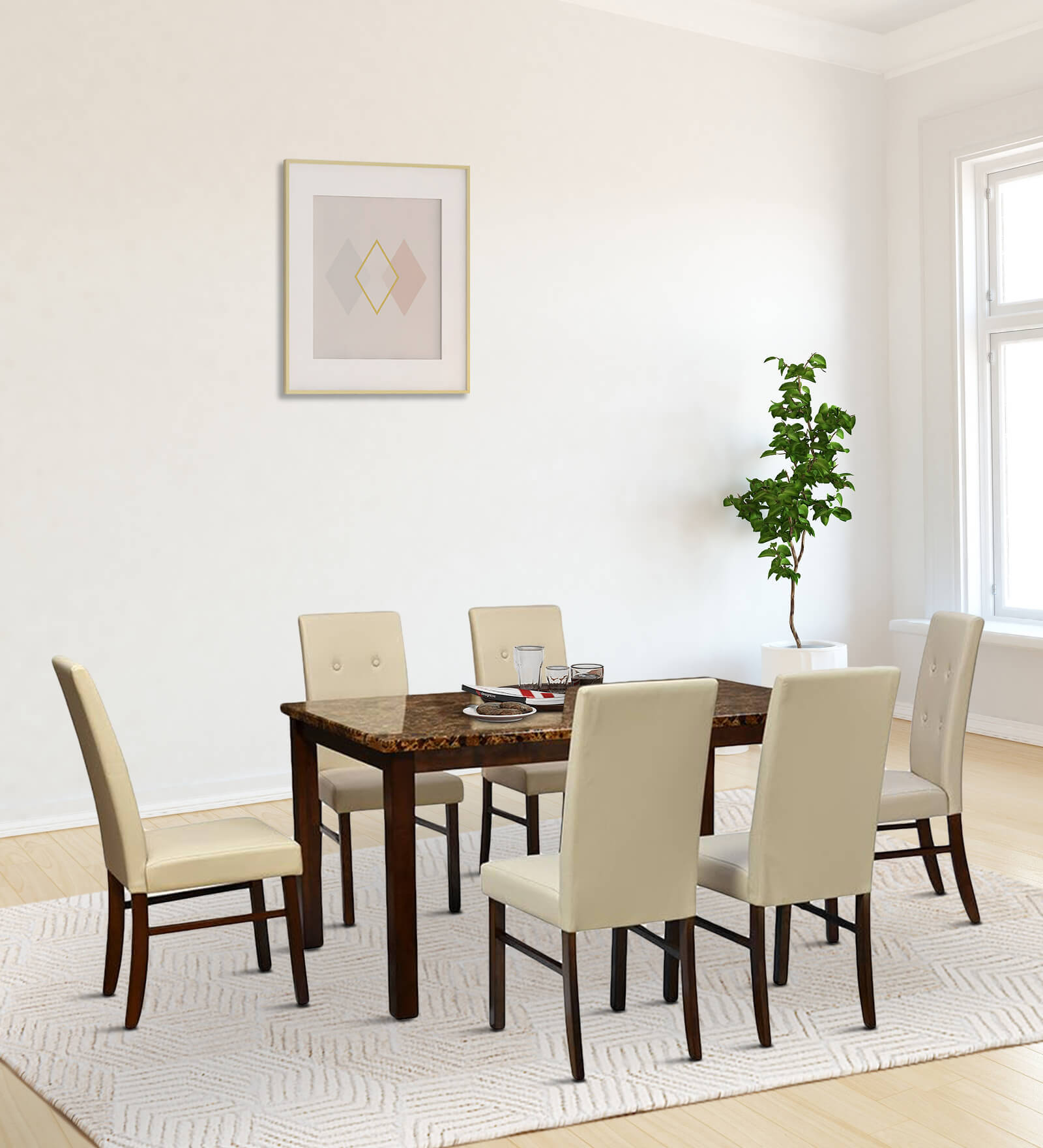 Buy Venice Solid Wood 6 Seater Dining Set in Brown Finish at 46% OFF by ...