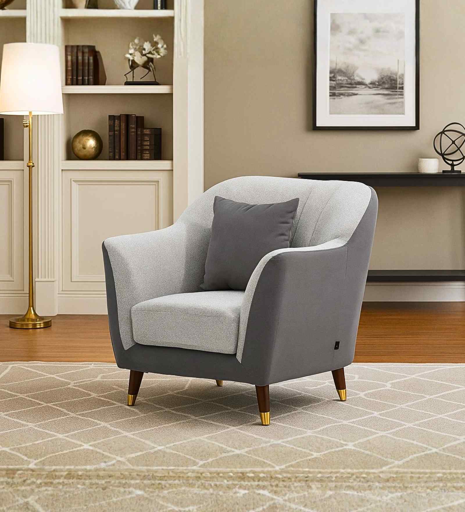 Venice Italian Fabric 2 Seater Sofa In Grey Color