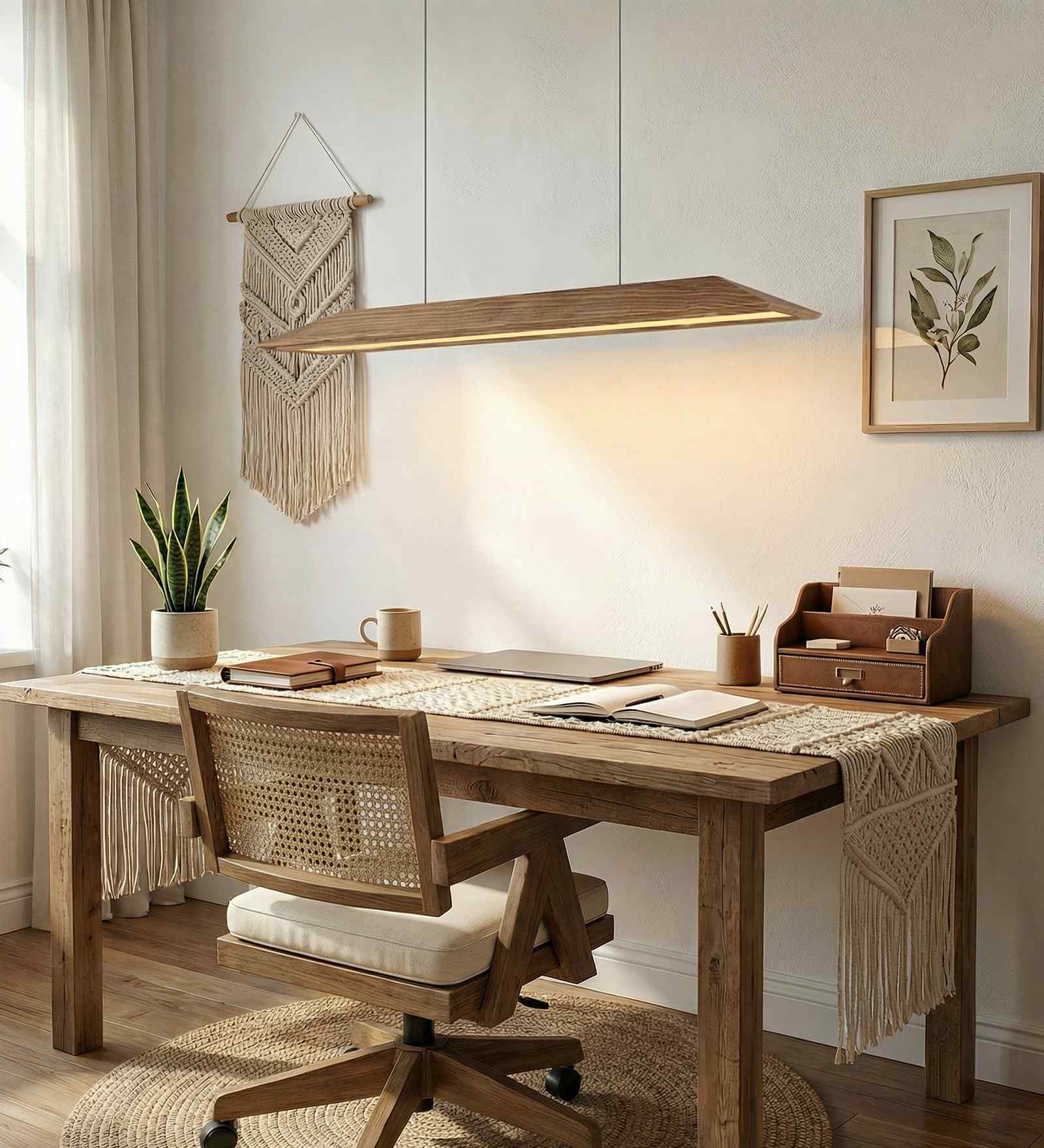 Venus 36 Brown Solid Wood Linear LED Hanging Light