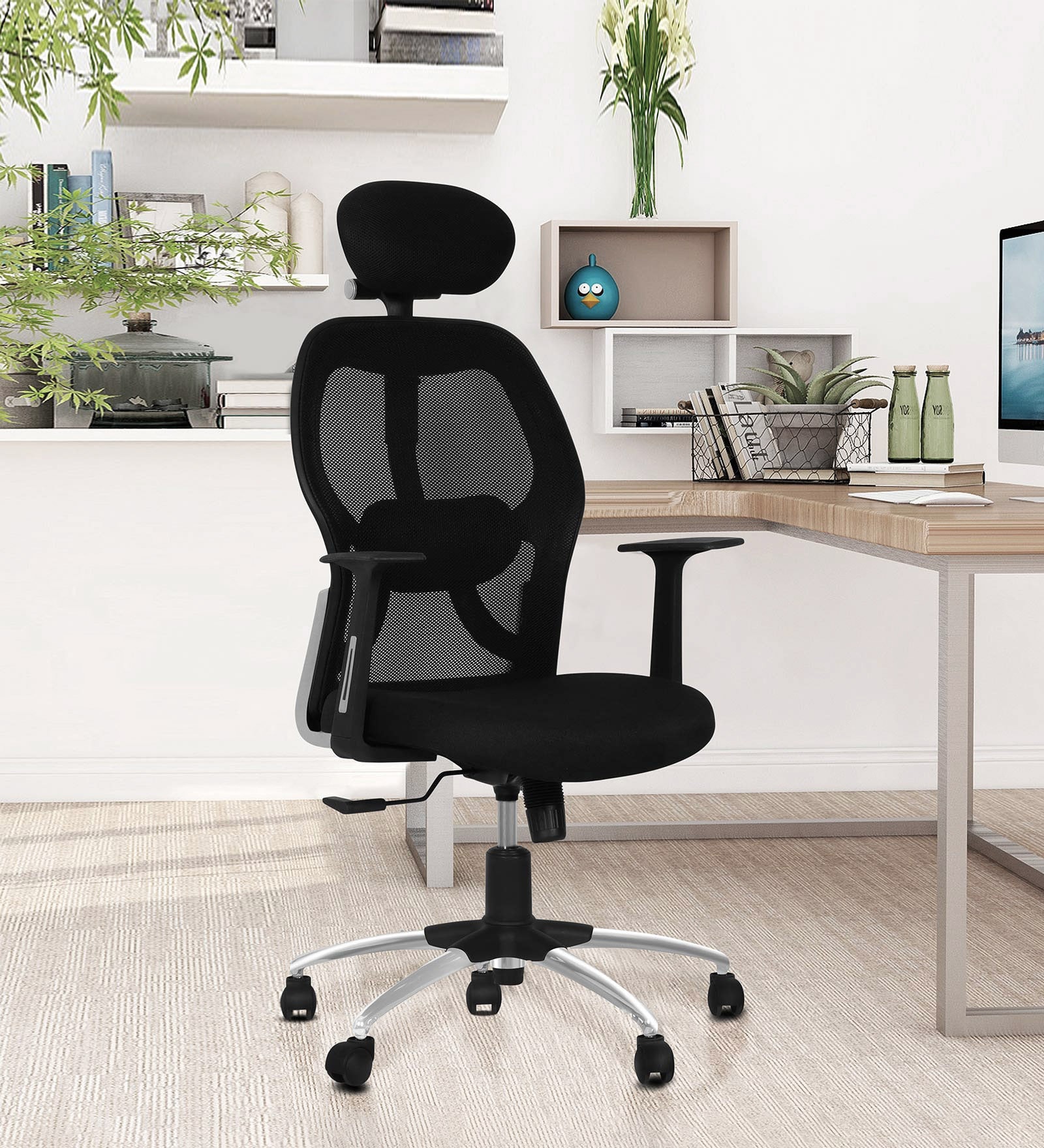 Venus Breathable Mesh Ergonomic Chair in Black Colour with Headrest Venus Breathable Mesh Ergonomic Chair in Black Colour with Headrest