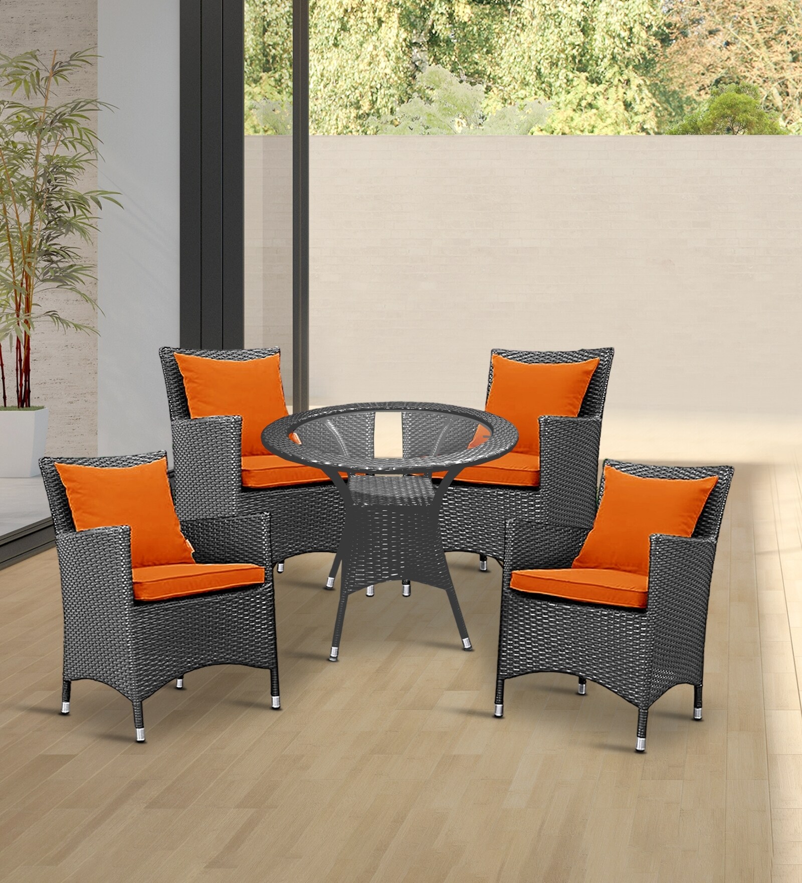 Buy Veranda Wicker Square Patio Table with Chair Sets in Courduroy Grey ...