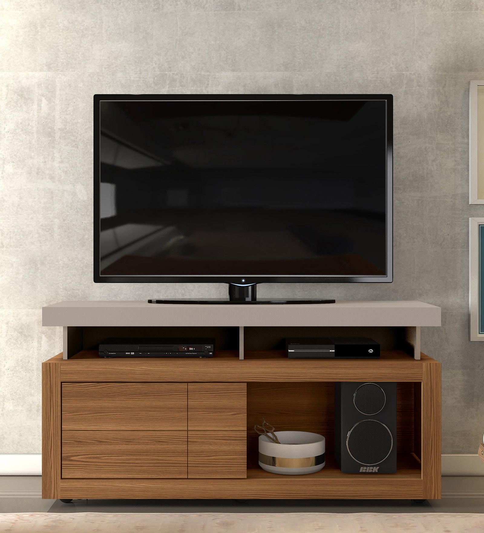 Verano TV Console for TVs in Griz & Carvalho Nobre Finish for TVs up to 55"