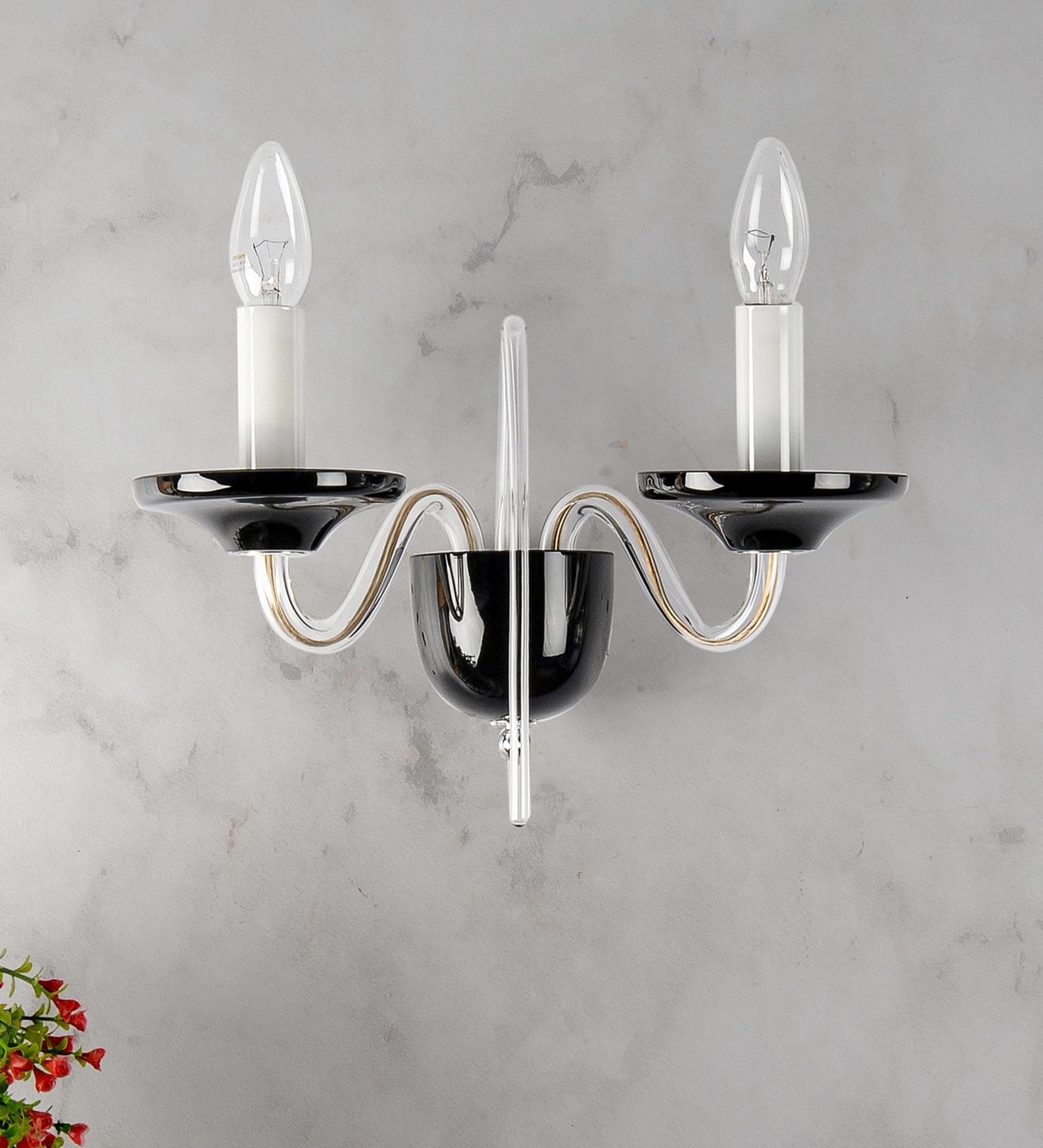 Verena Metal and Glass Candle Wall Light (Green and White)