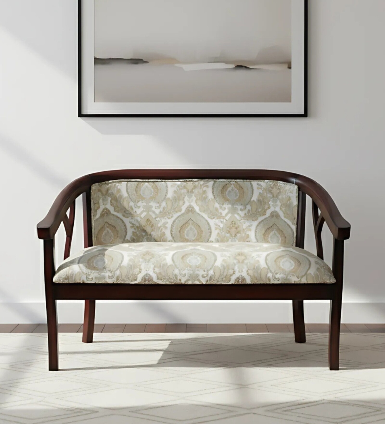 Verior Solid Wood Love Sofa In Brown Finish