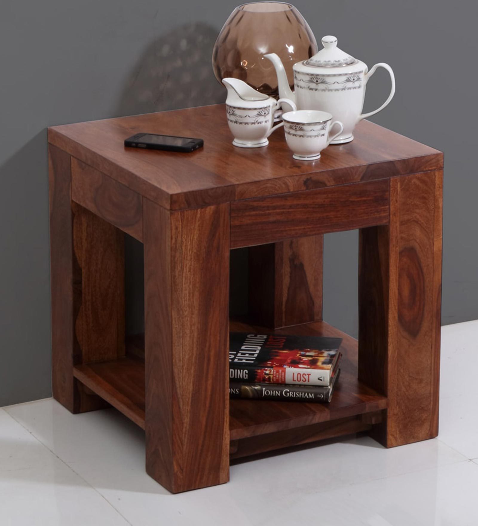 Buy Vermount End Table with Rack in Light Walnut Finish at 76% OFF by ...