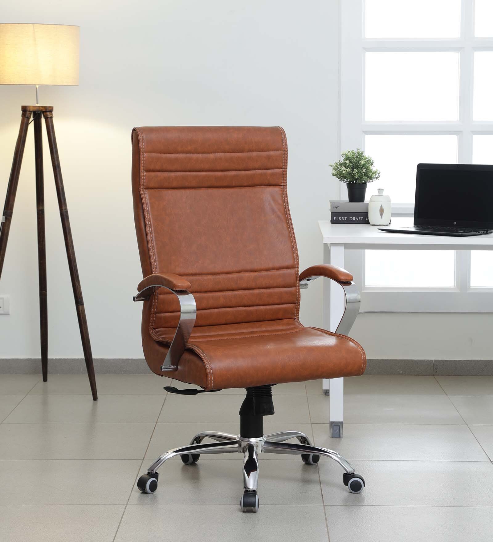 Verona High Back Leatherette Executive Chair in Tan Colour