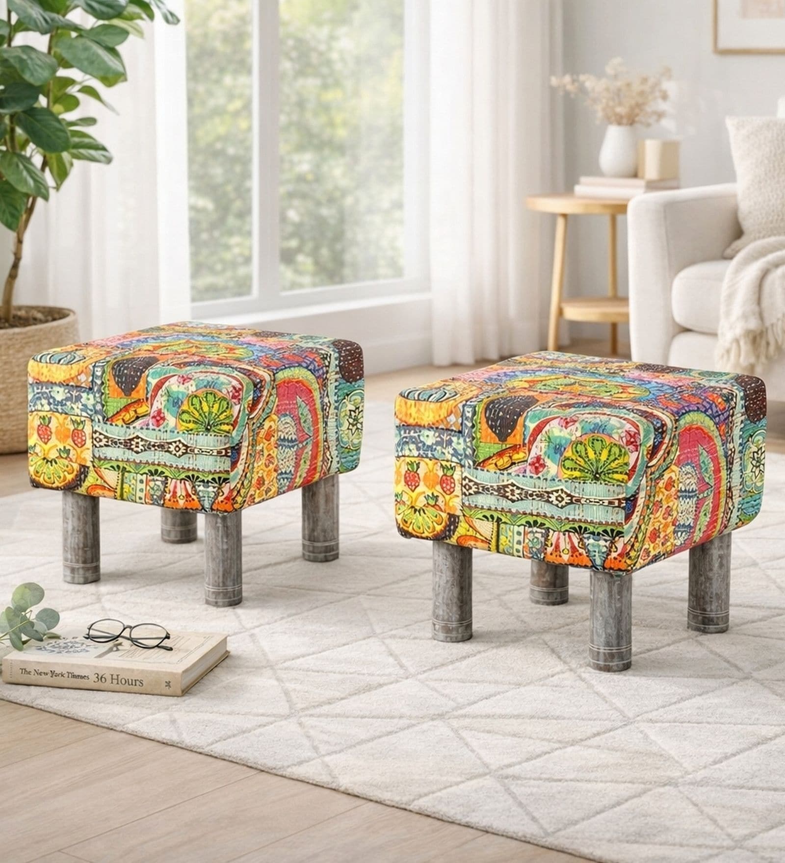 Verona Ottoman Set Of 2 In Multicolour