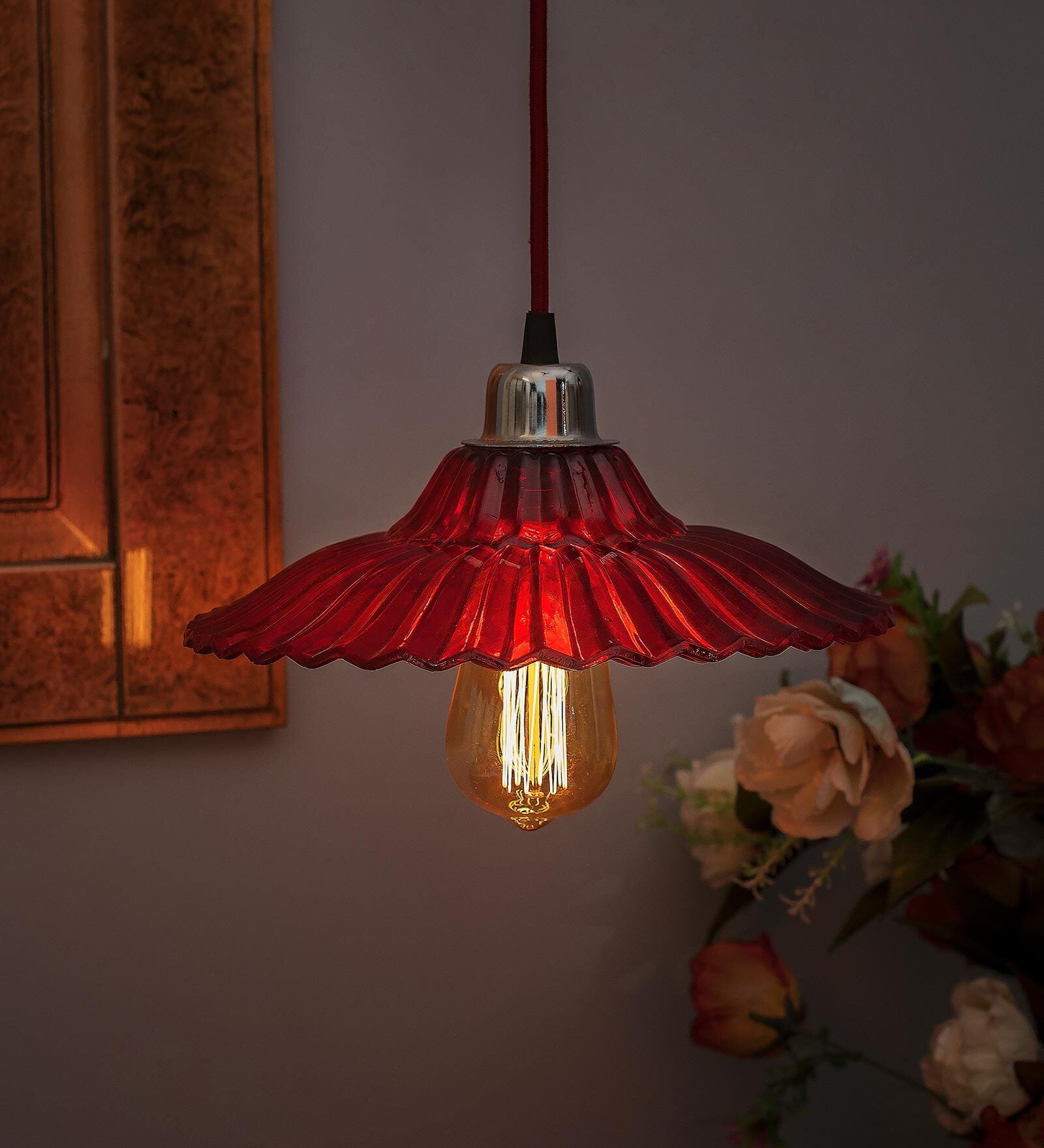 Verona Red Glass Hanging Light