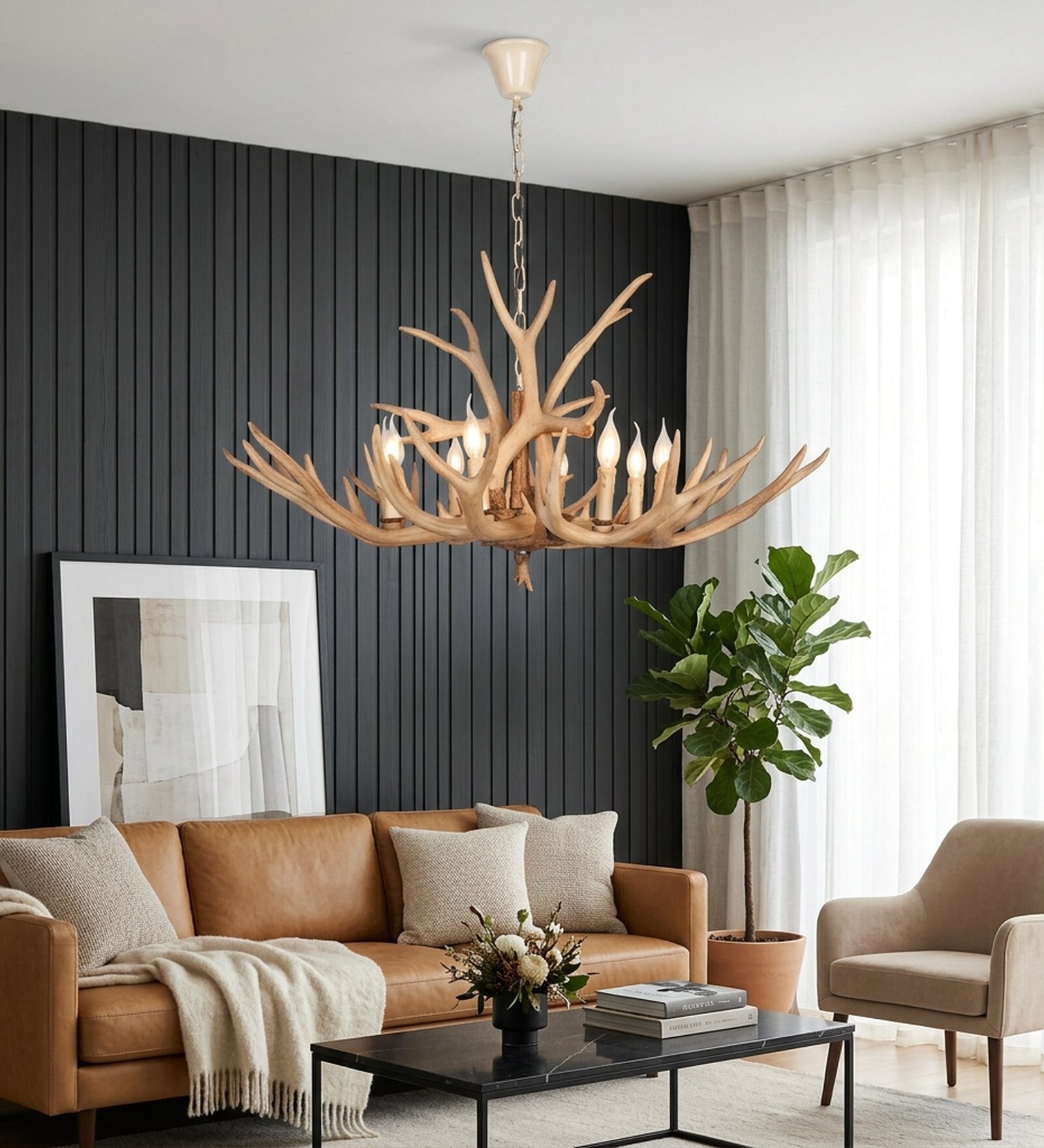 Versailles Antique Resin 6-Light Antler Chandelier