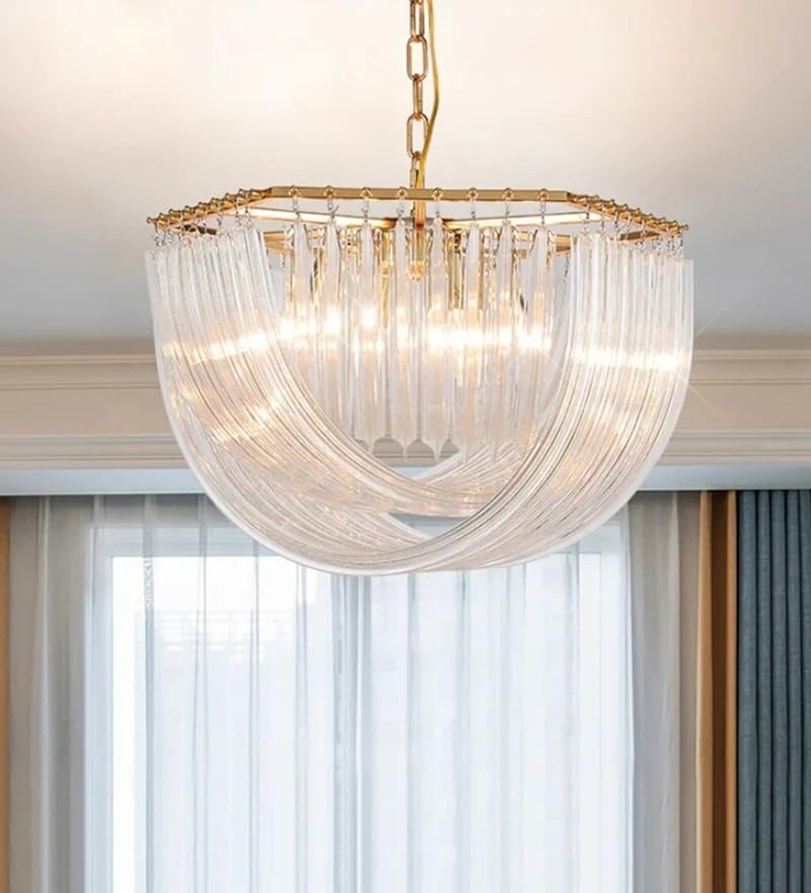 Versailles Cascade Gold Glass Pendant Chandelier Light 450MM