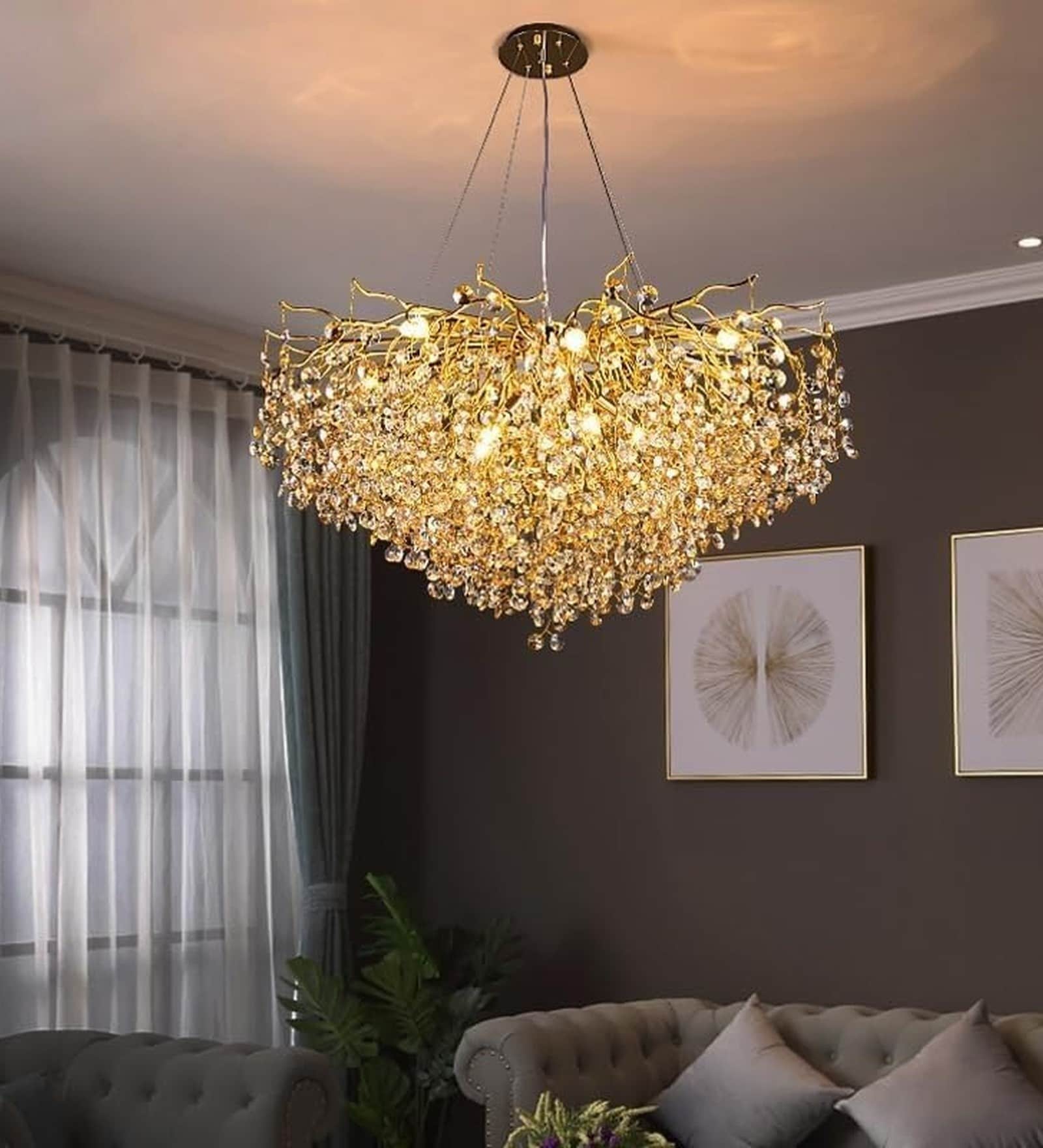 Versailles Gilded Crystal Chandelier G9 Pendant Light for Living Room
