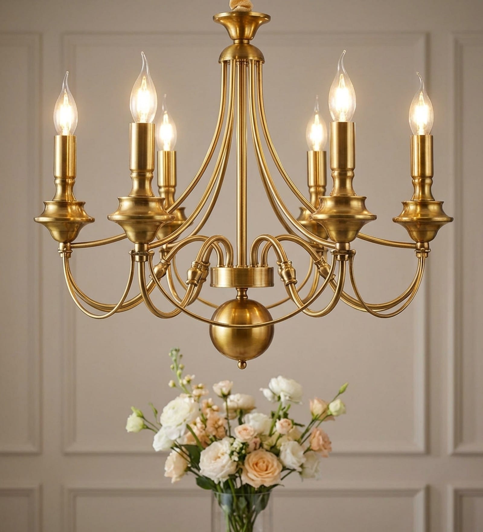 Versailles Gold 6-Light Metal & Glass Chandelier for Living Room