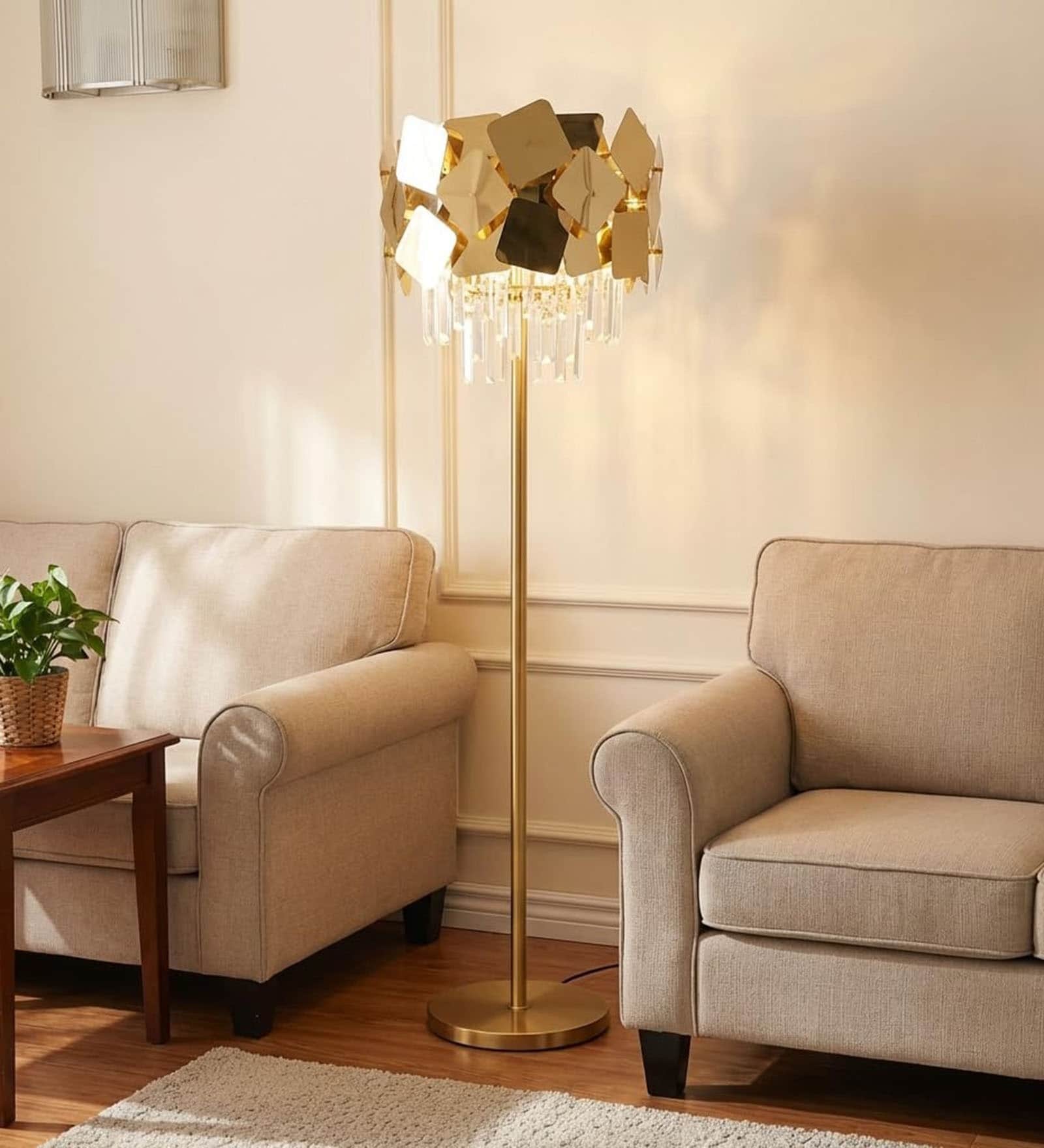 Versailles Gold Crystal Club Floor Lamp with Bulb