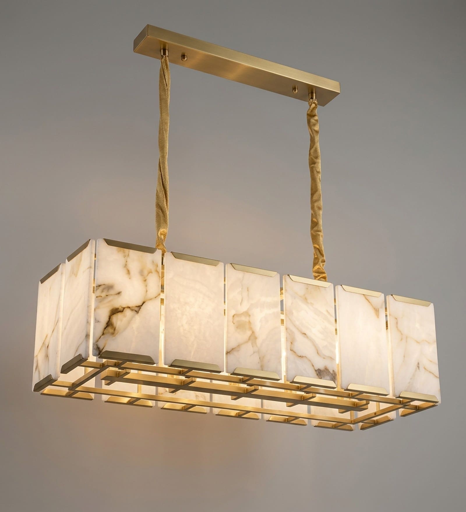 Versailles Marble Glow Gold Rectangular LED Chandelier