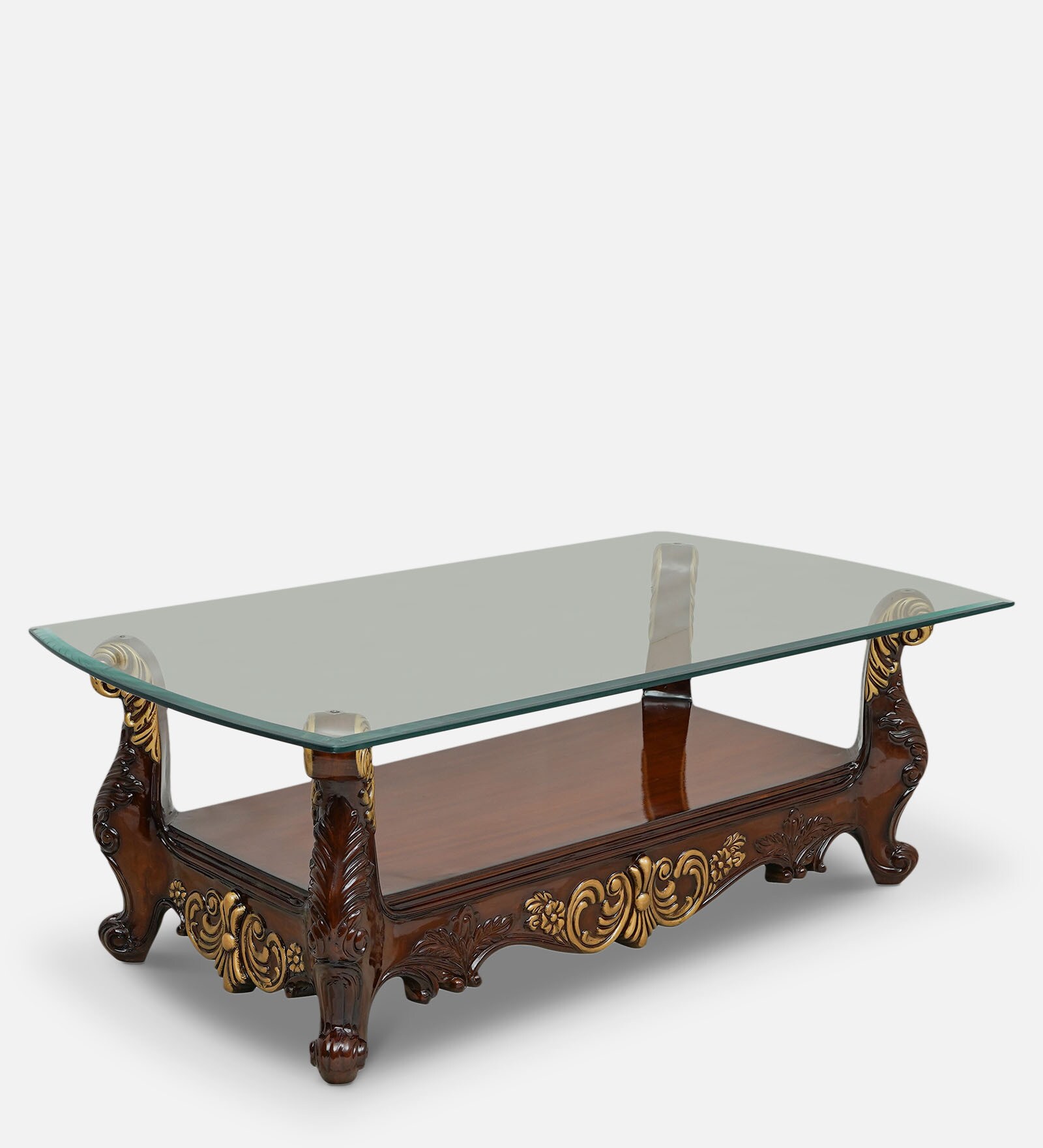 Vertigo Coffee Table with Carving in Walnut Finish Vertigo Coffee Table with Carving in Walnut Finish