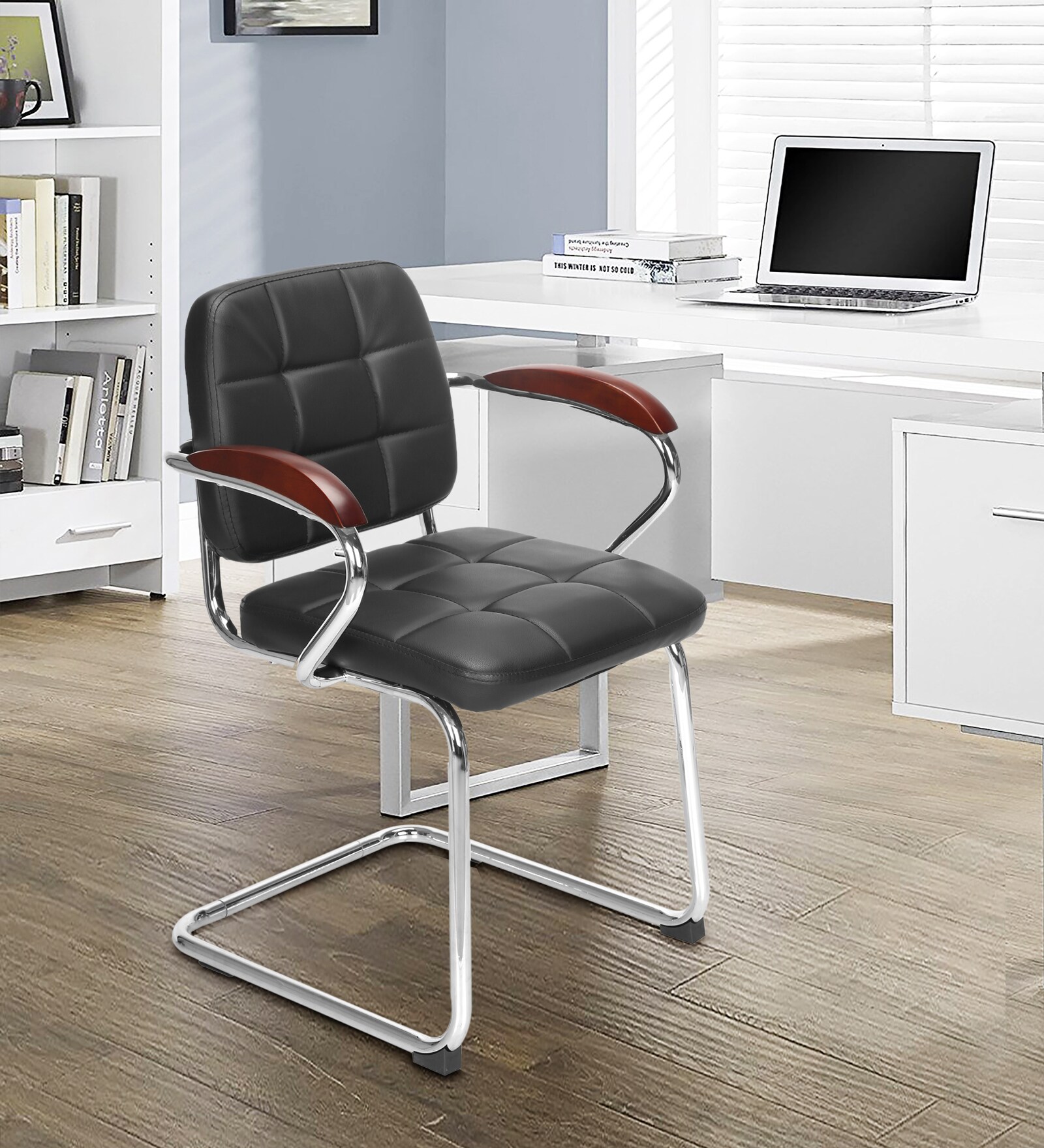 Verto Leatherette Cantilever Chair in Black Colour