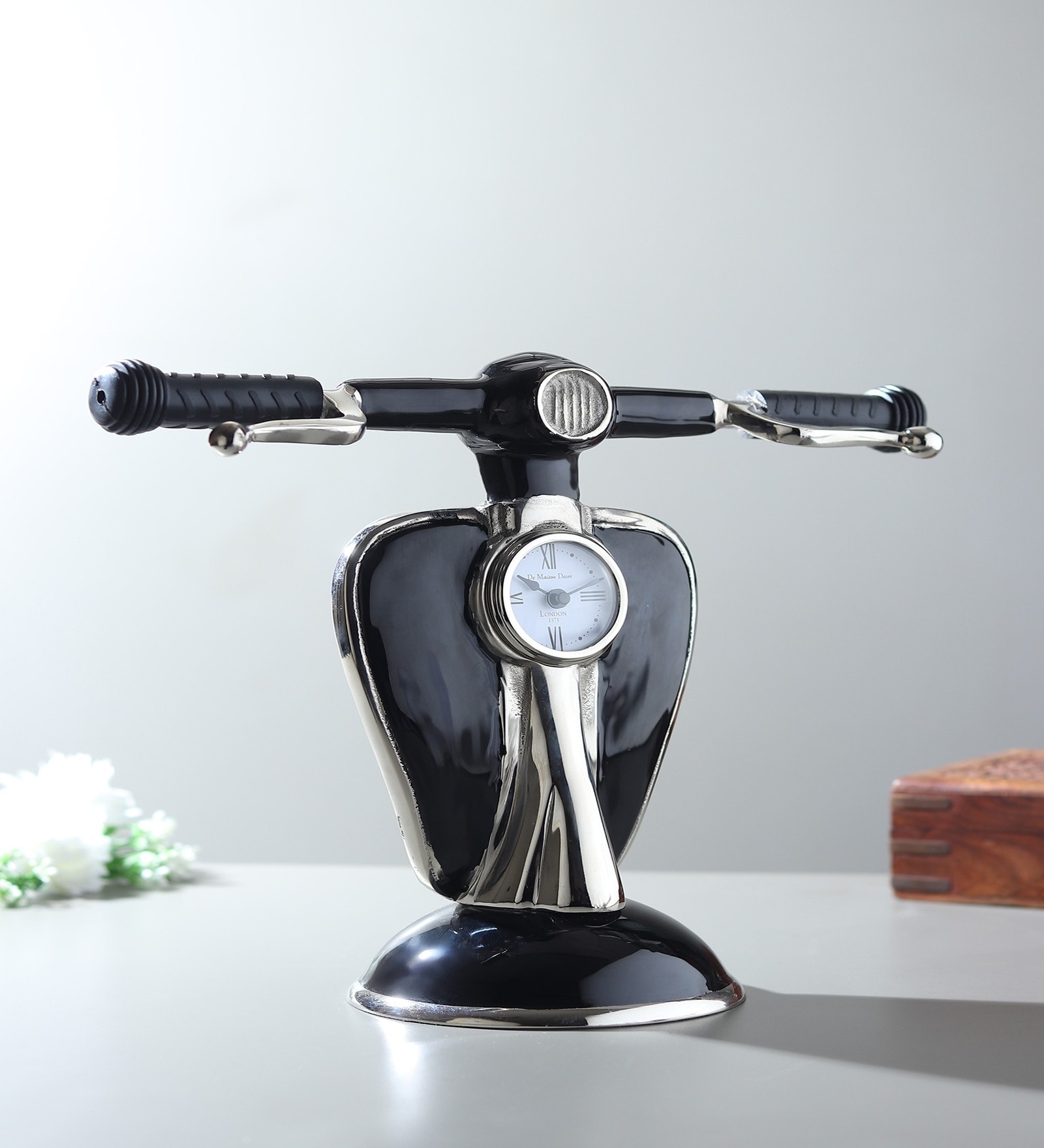 Silver Vespa Table Clock
