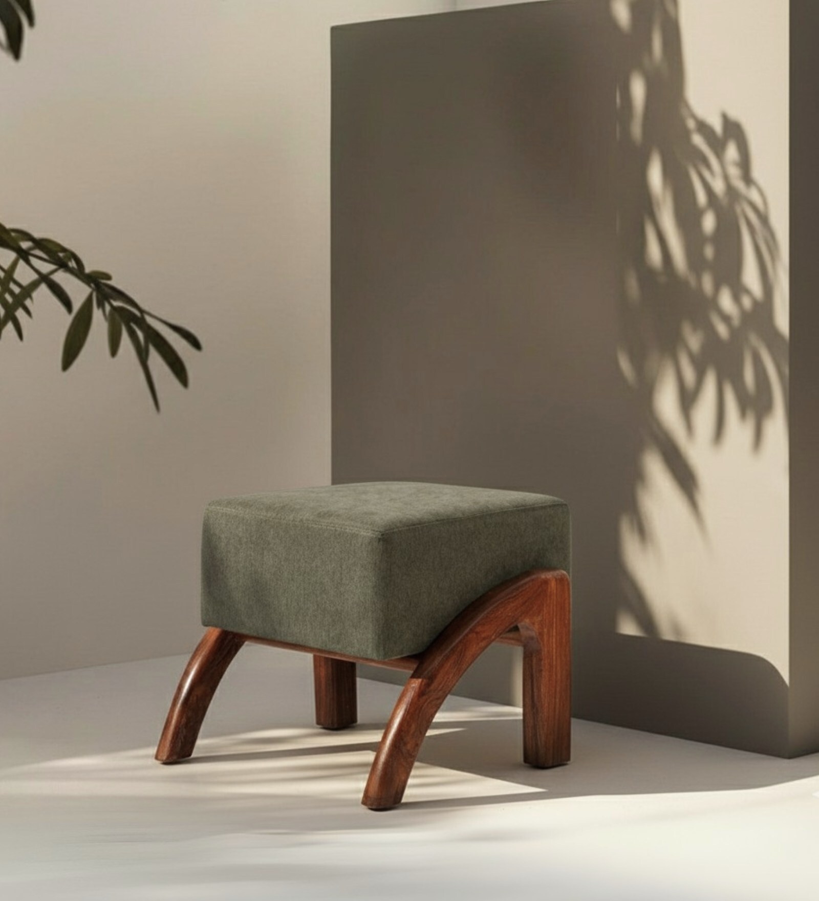 Vesper Fabric Ottoman In Olive Colour Vesper Fabric Ottoman In Olive Colour