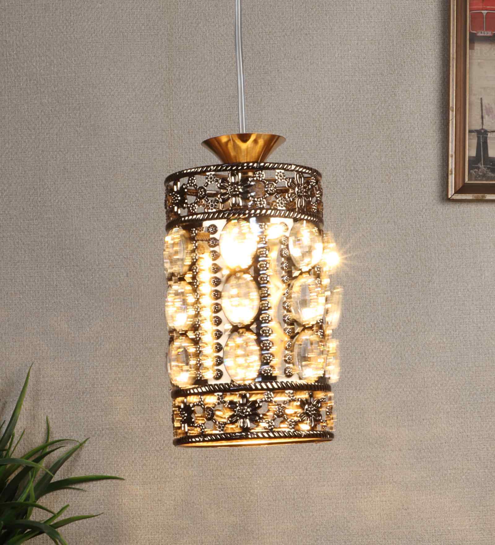 Vespera Gold Iron Hanging Light | Inbuilt LED | without Bulb | Eliante